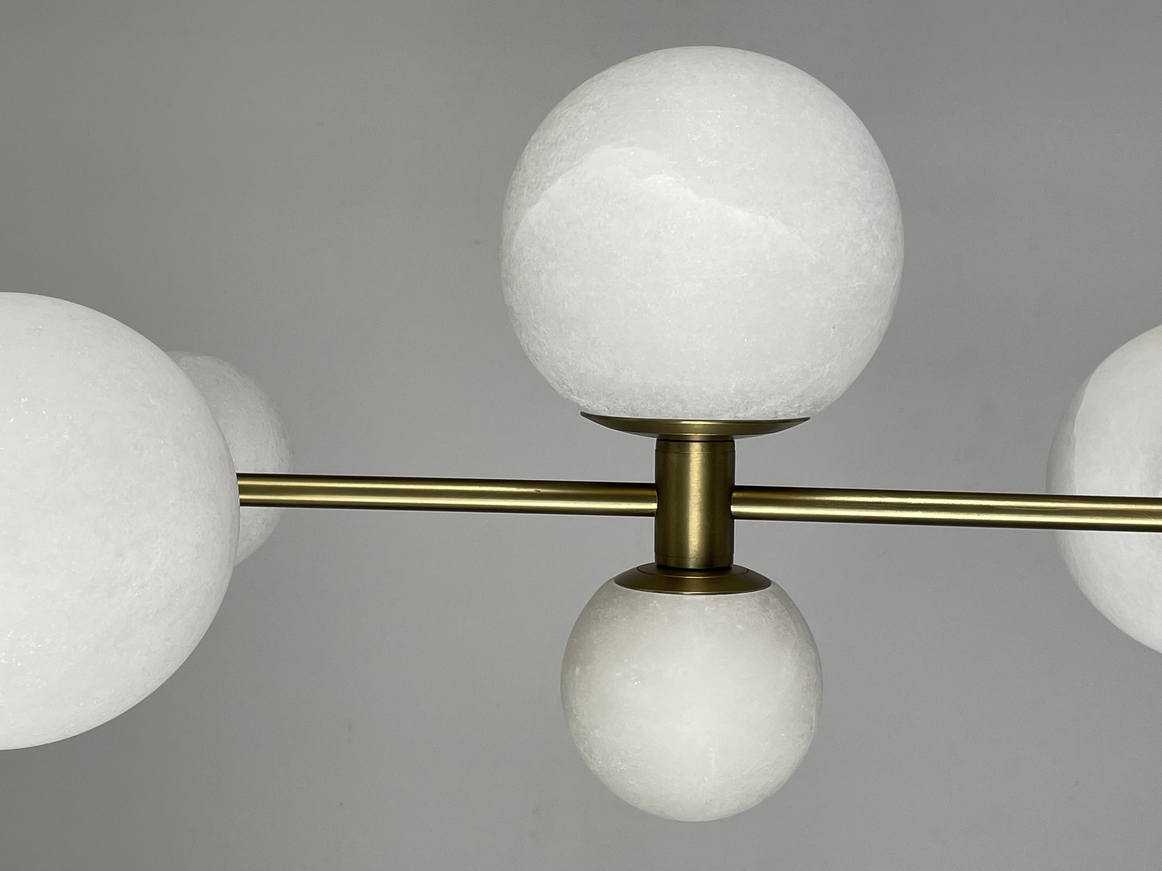 CASA Lighting Vertical Alabaster & Brass Sphere Pendant Light