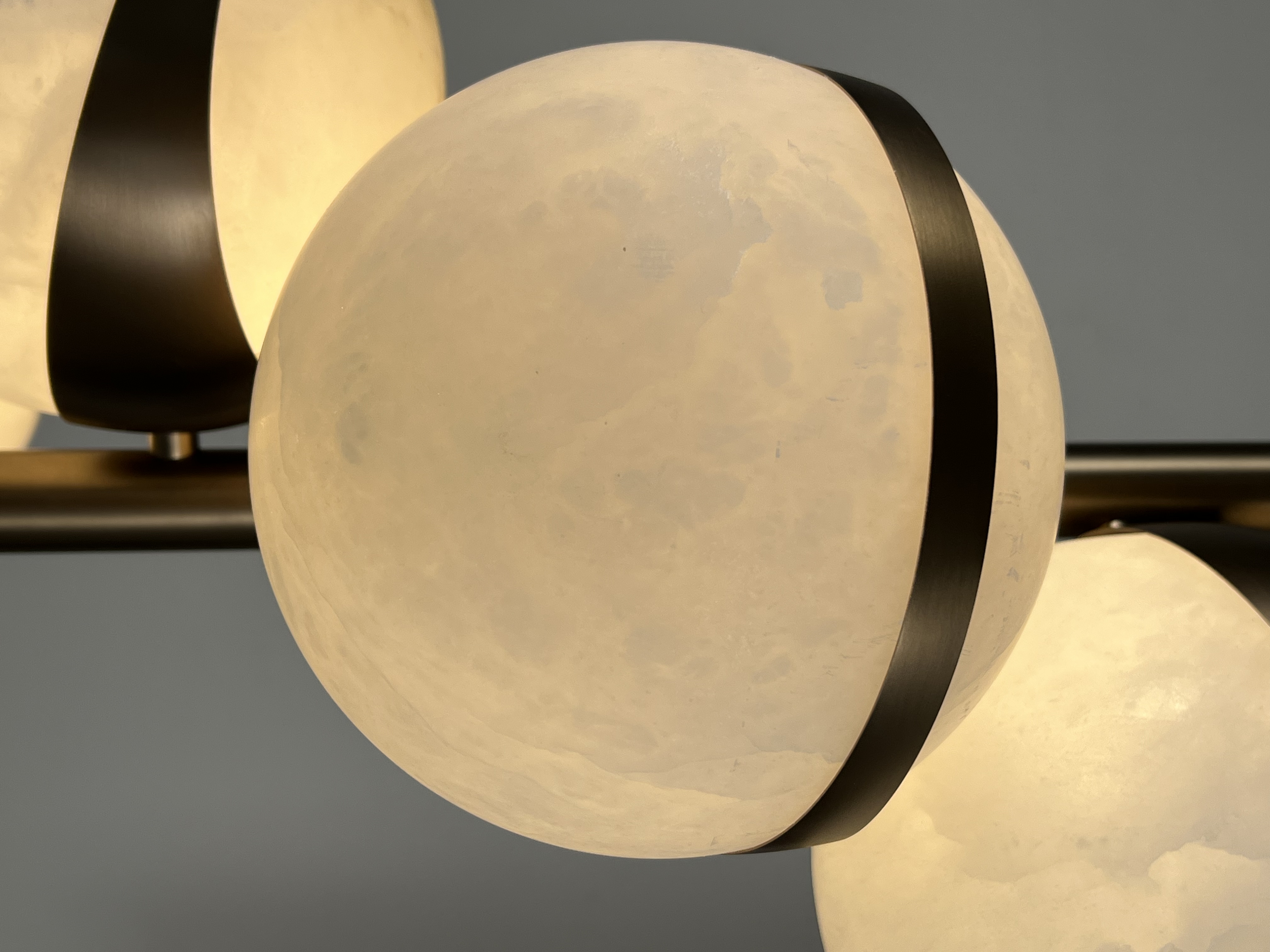 CASA Lighting 5-Light Alabaster Orb Chandelier | Brass & Natural Stone Pendant, Adjustable Height