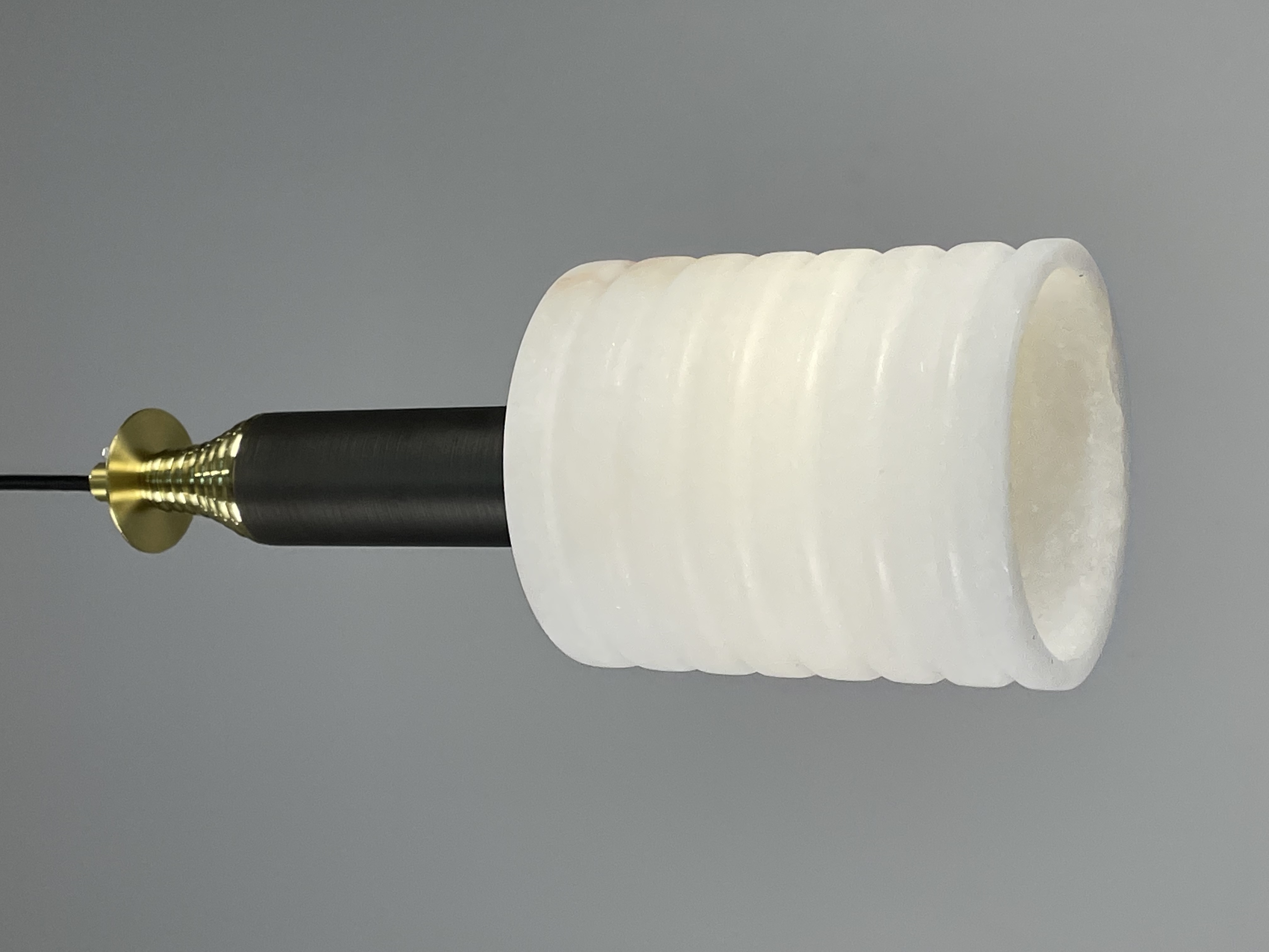CASA Lighting Ribbed Alabaster & Brass Accent Pendant Light