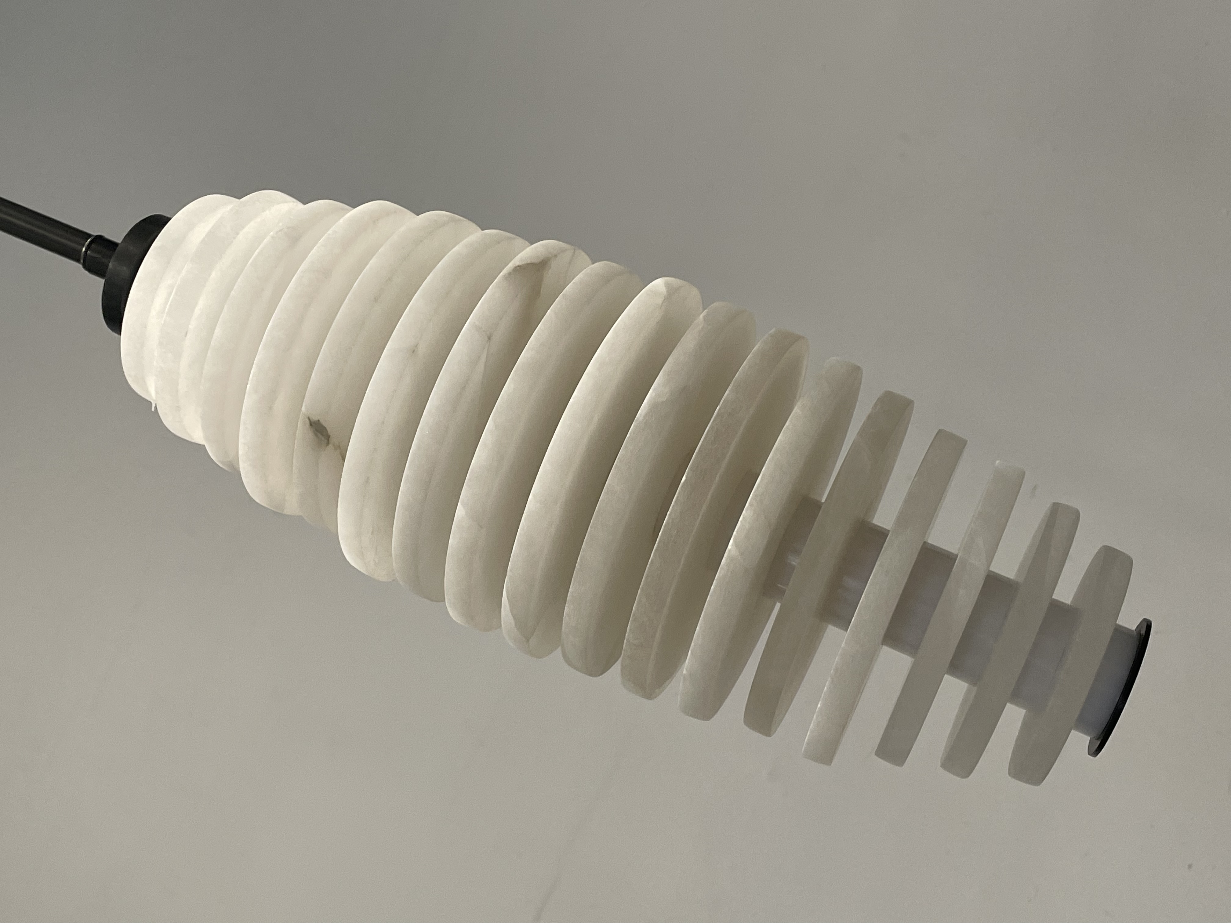 CASA Lighting Tiered Alabaster & Brass Pendant Light