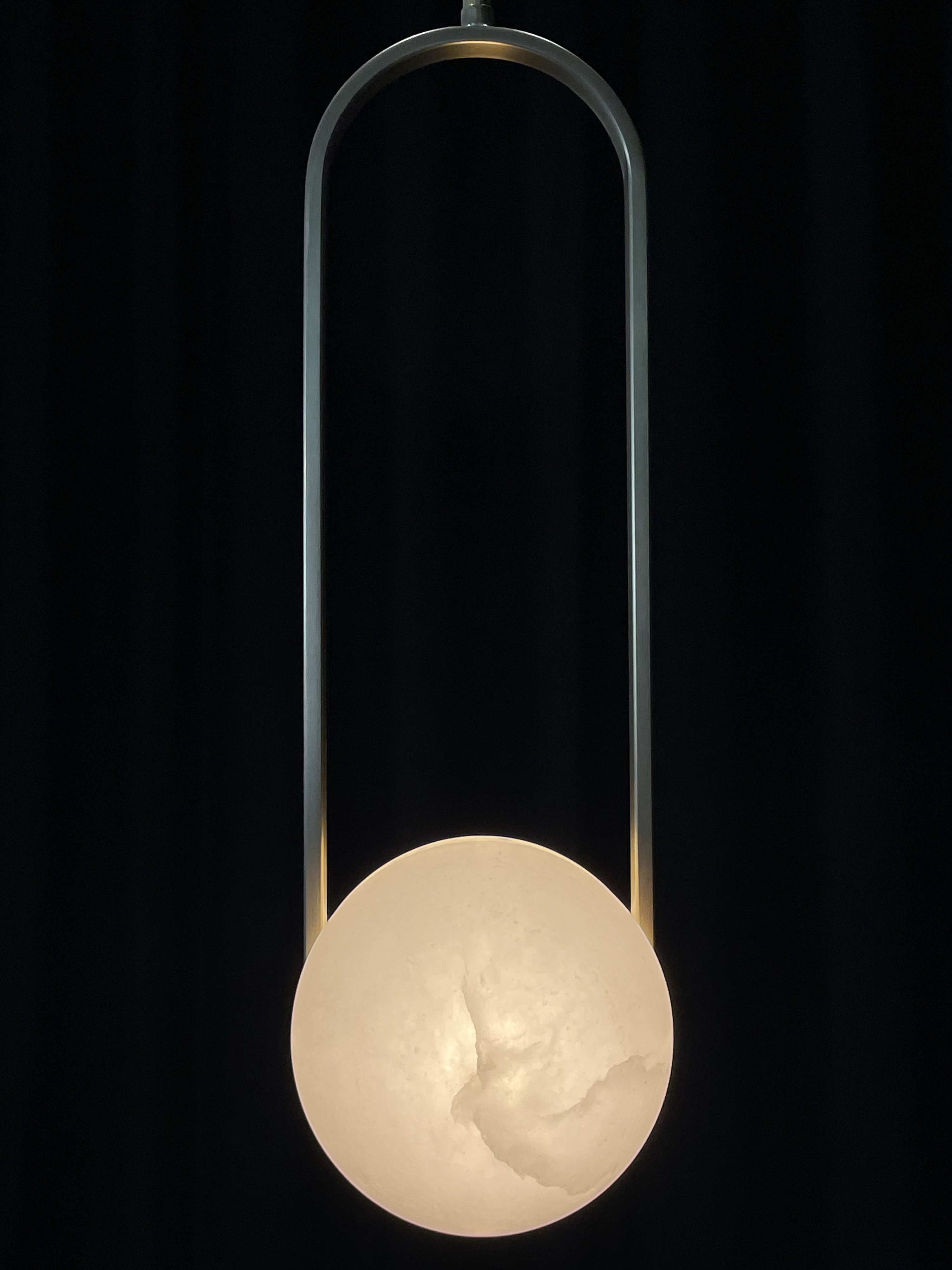 CASA Lighting Modern Alabaster & Brass Pendant Light