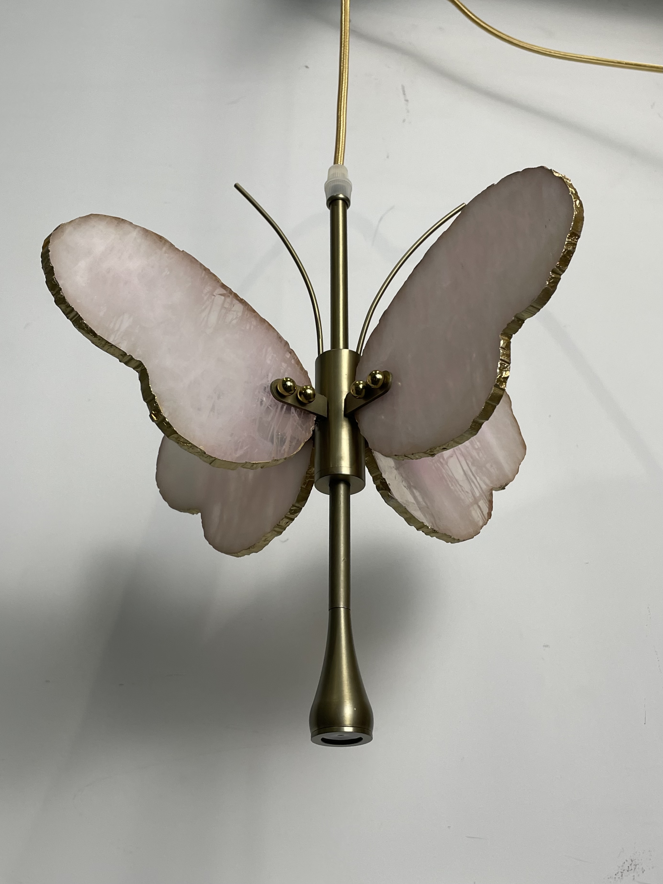 CASA Lighting Butterfly Alabaster & Brass Pendant Light