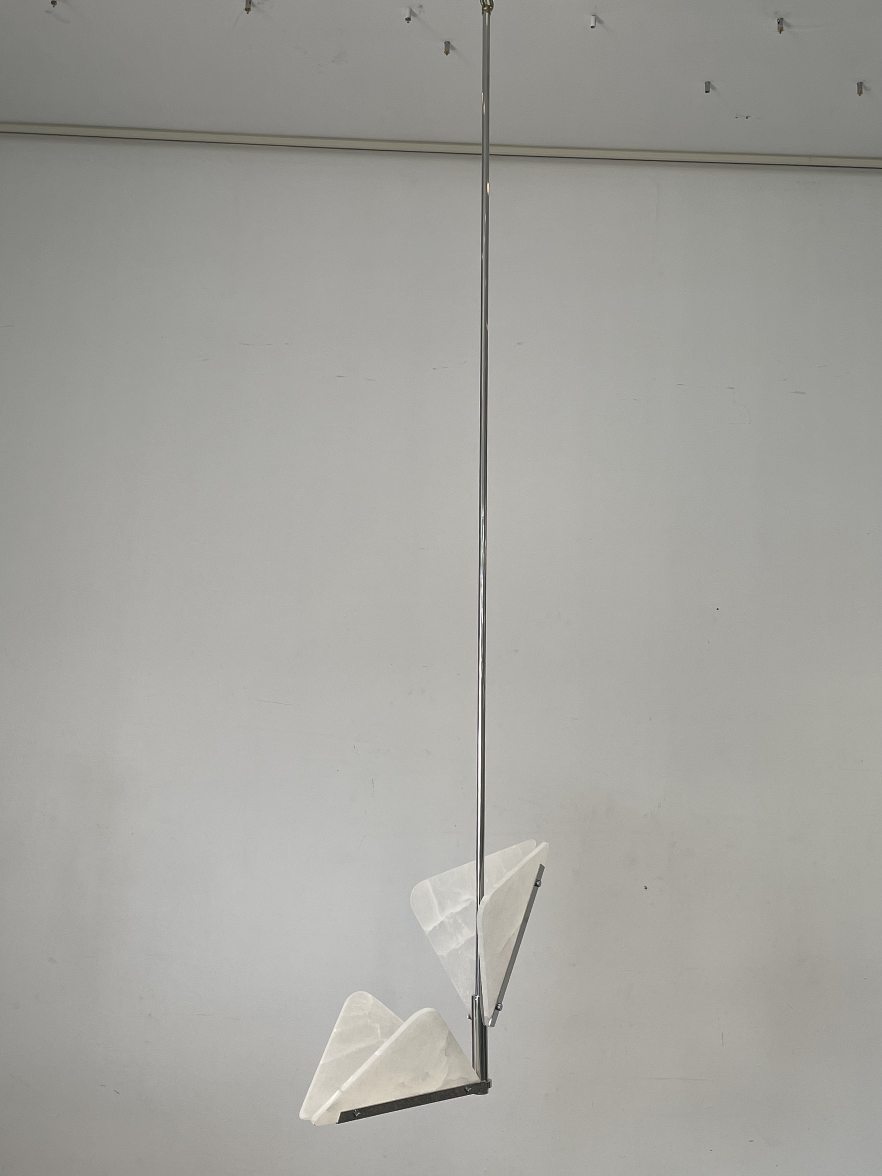 CASA Lighting Geometric Alabaster & Brass Pendant Light