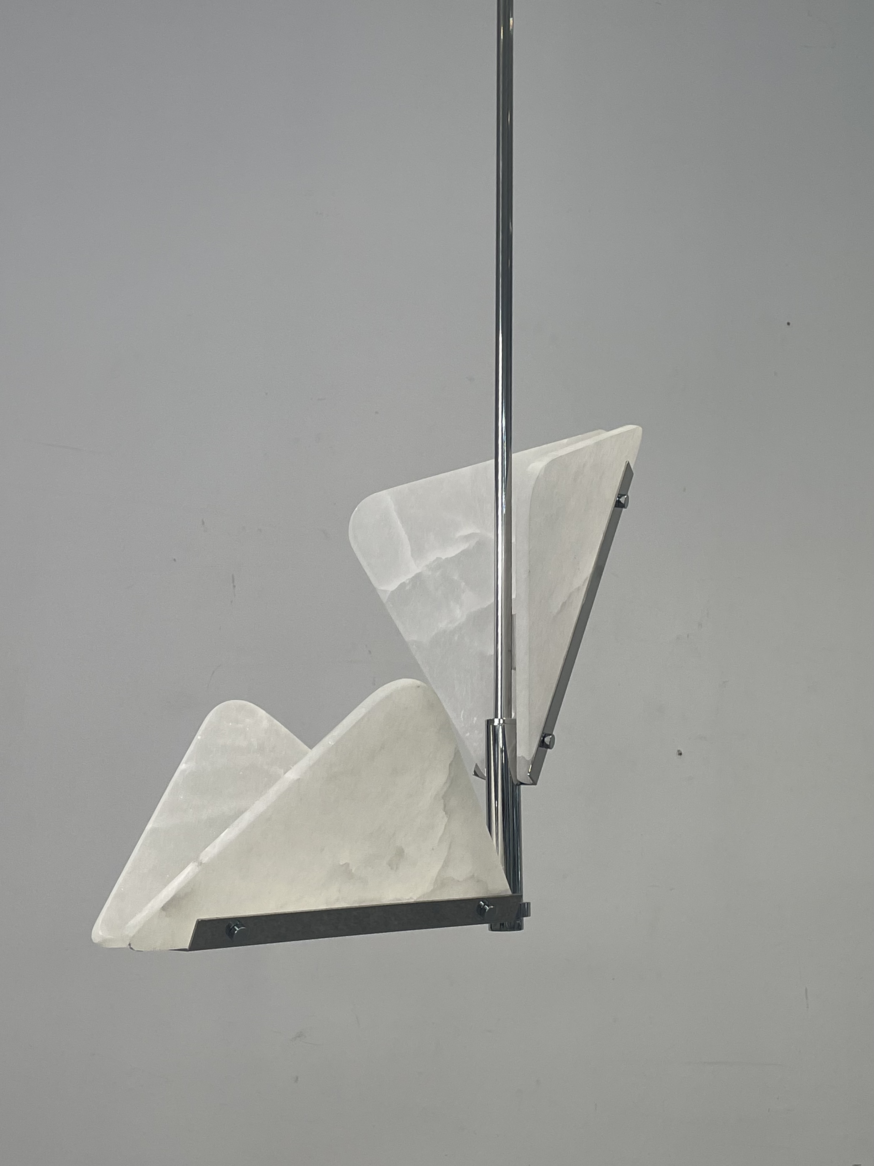 CASA Lighting Geometric Alabaster & Brass Pendant Light