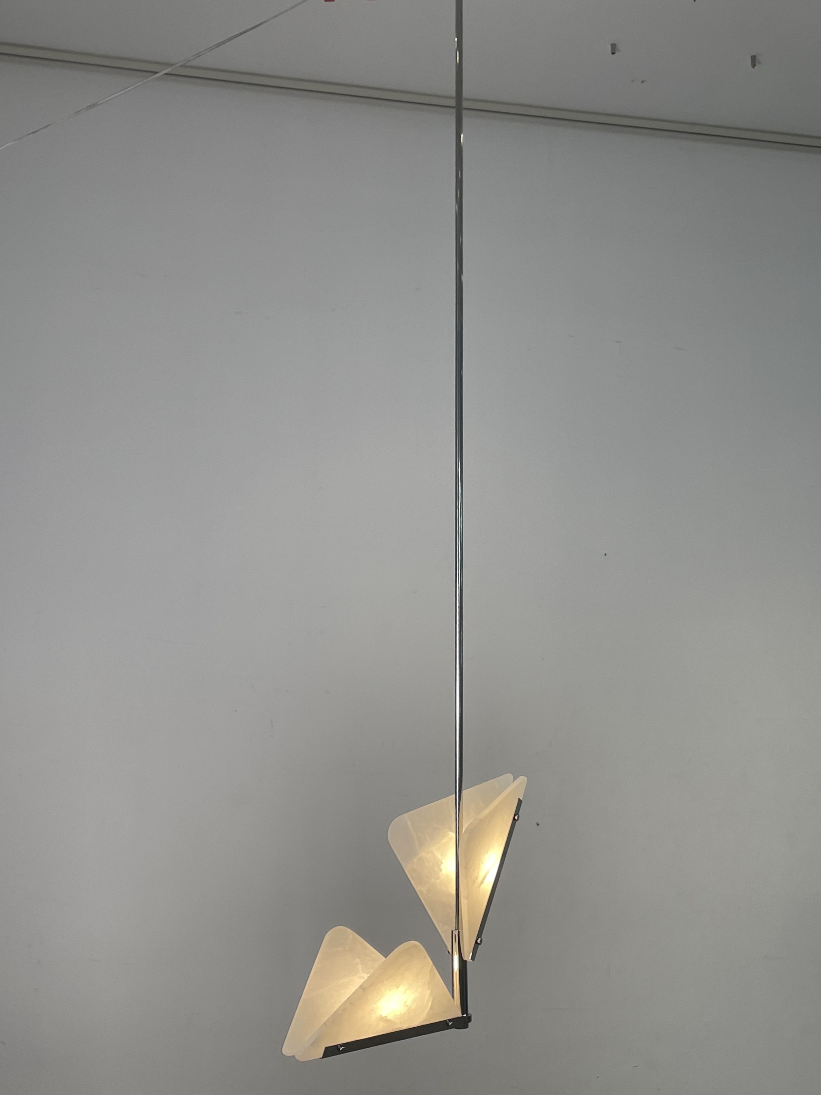CASA Lighting Geometric Alabaster & Brass Pendant Light