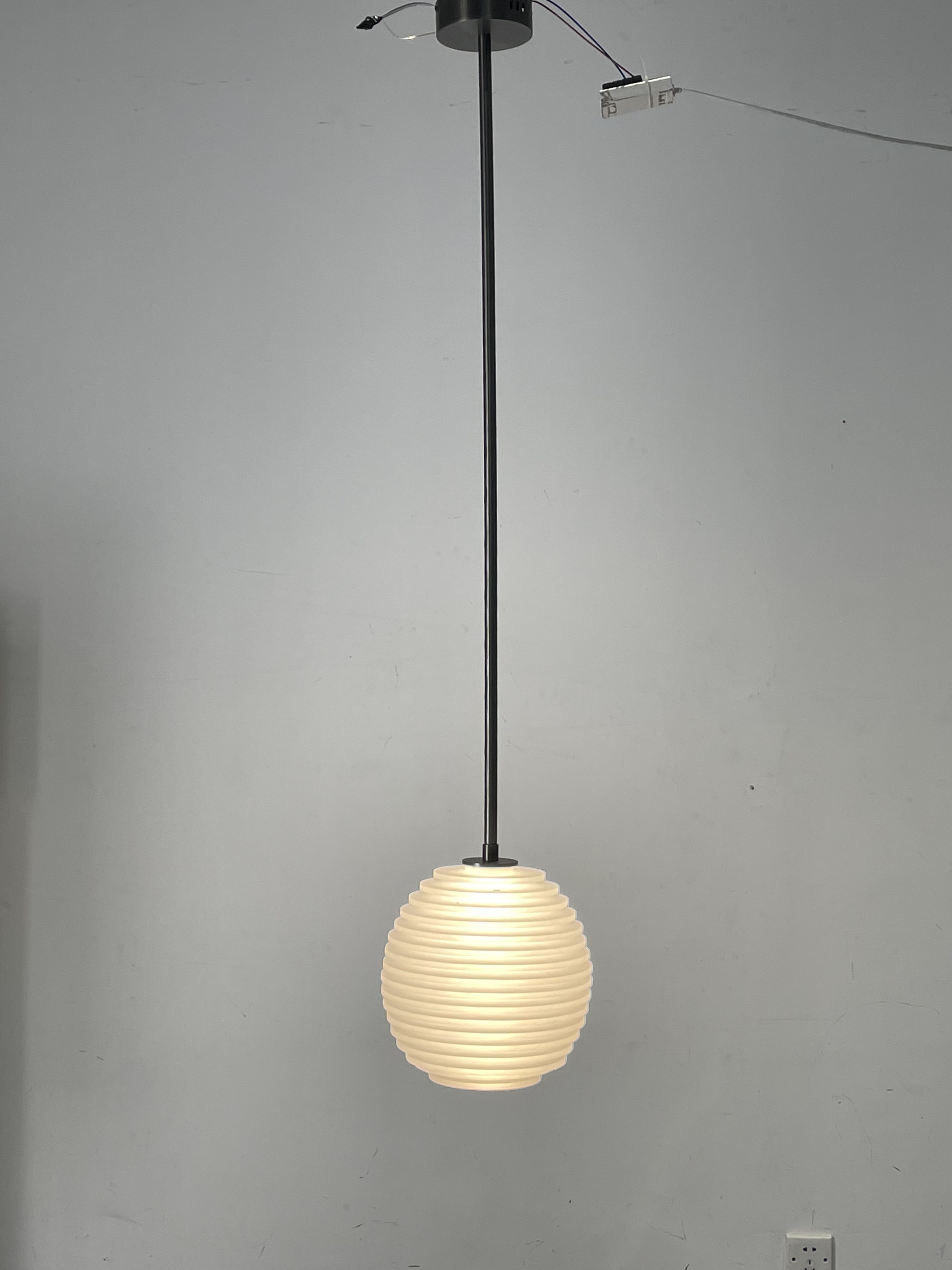 CASA Lighting Tiered Spherical Alabaster & Brass Pendant Light