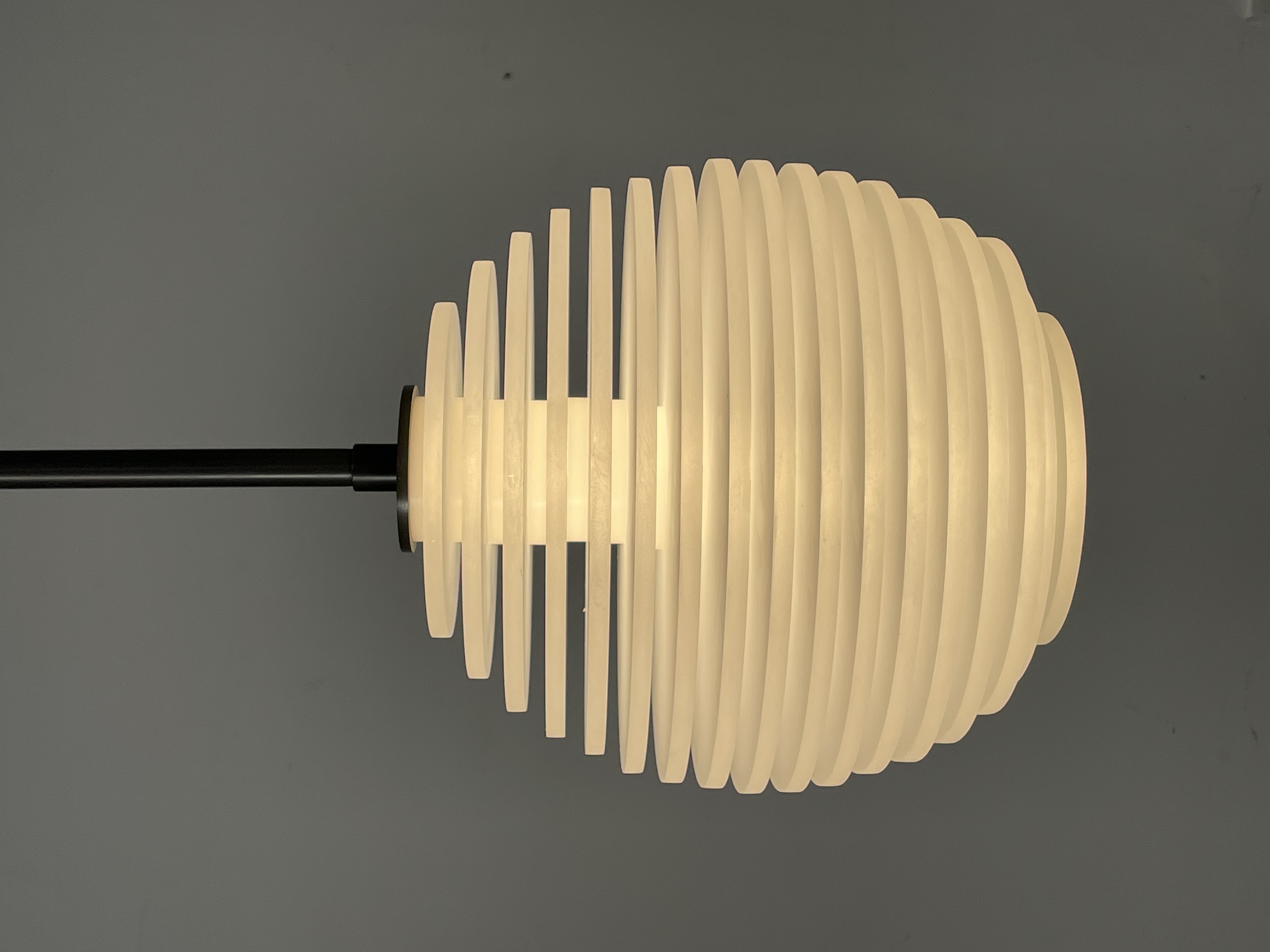 CASA Lighting Tiered Spherical Alabaster & Brass Pendant Light