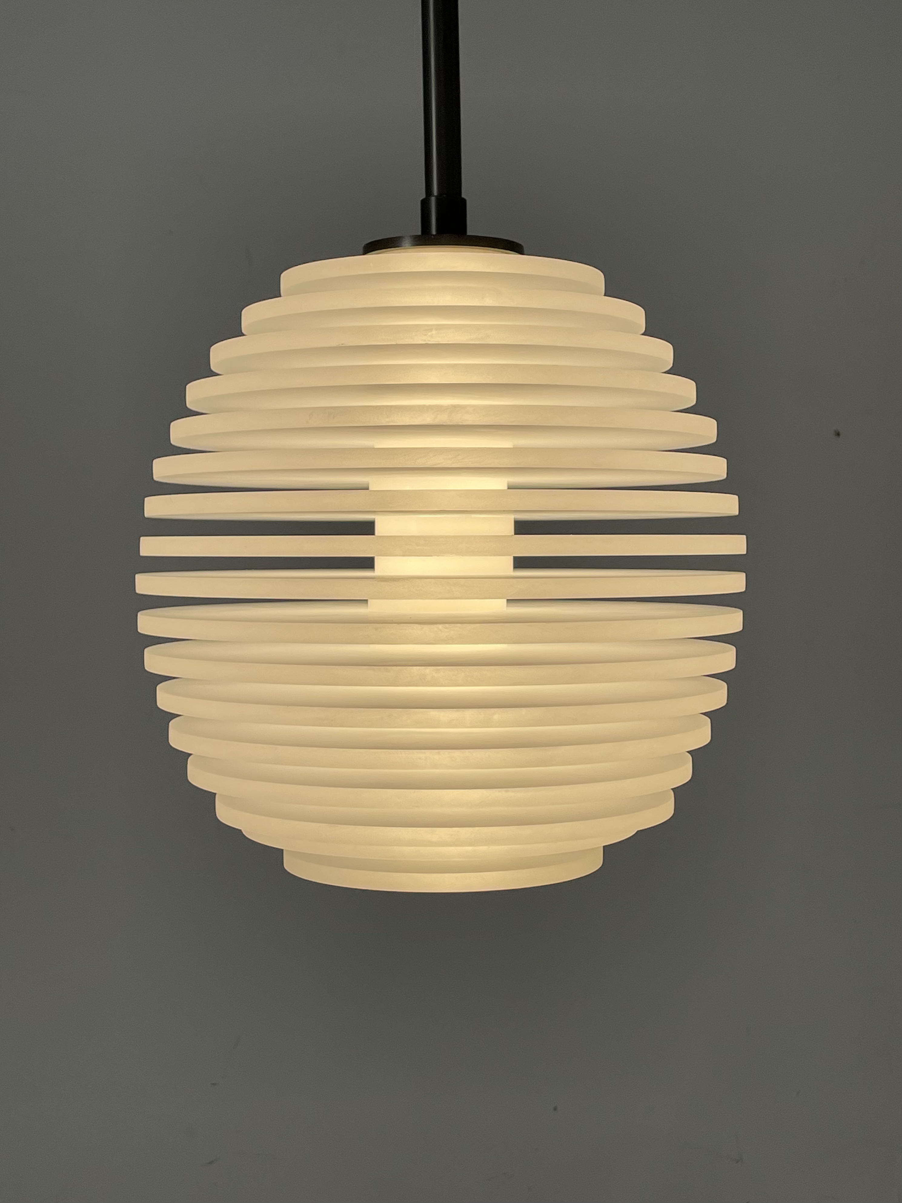 CASA Lighting Tiered Spherical Alabaster & Brass Pendant Light