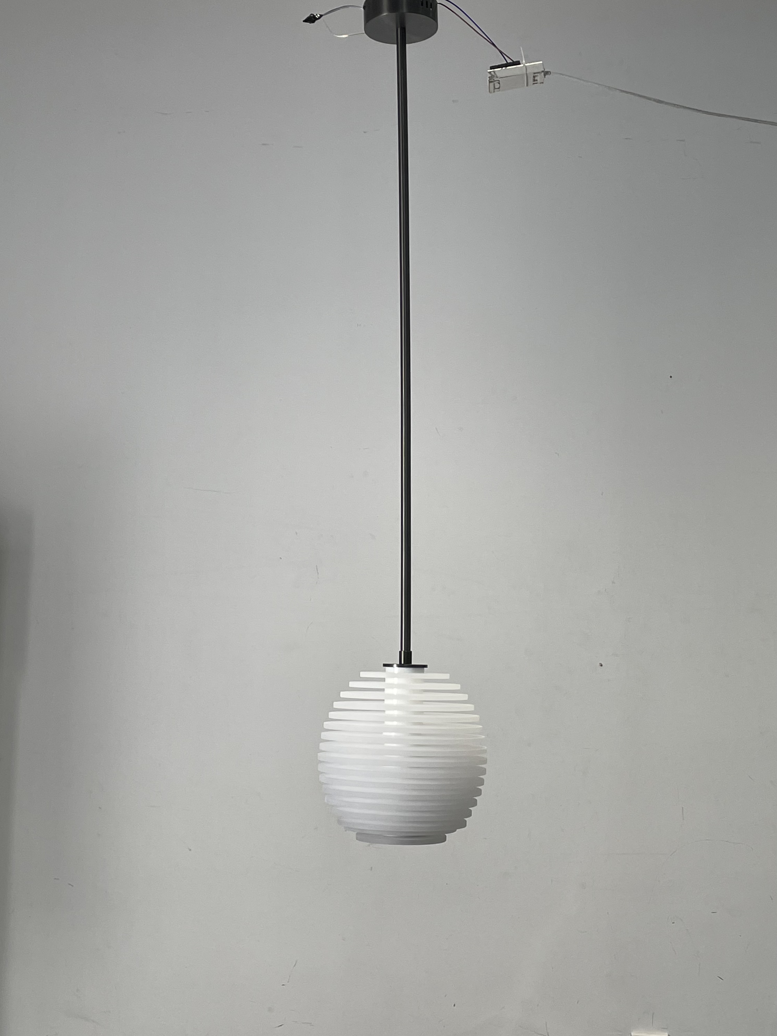 CASA Lighting Tiered Spherical Alabaster & Brass Pendant Light