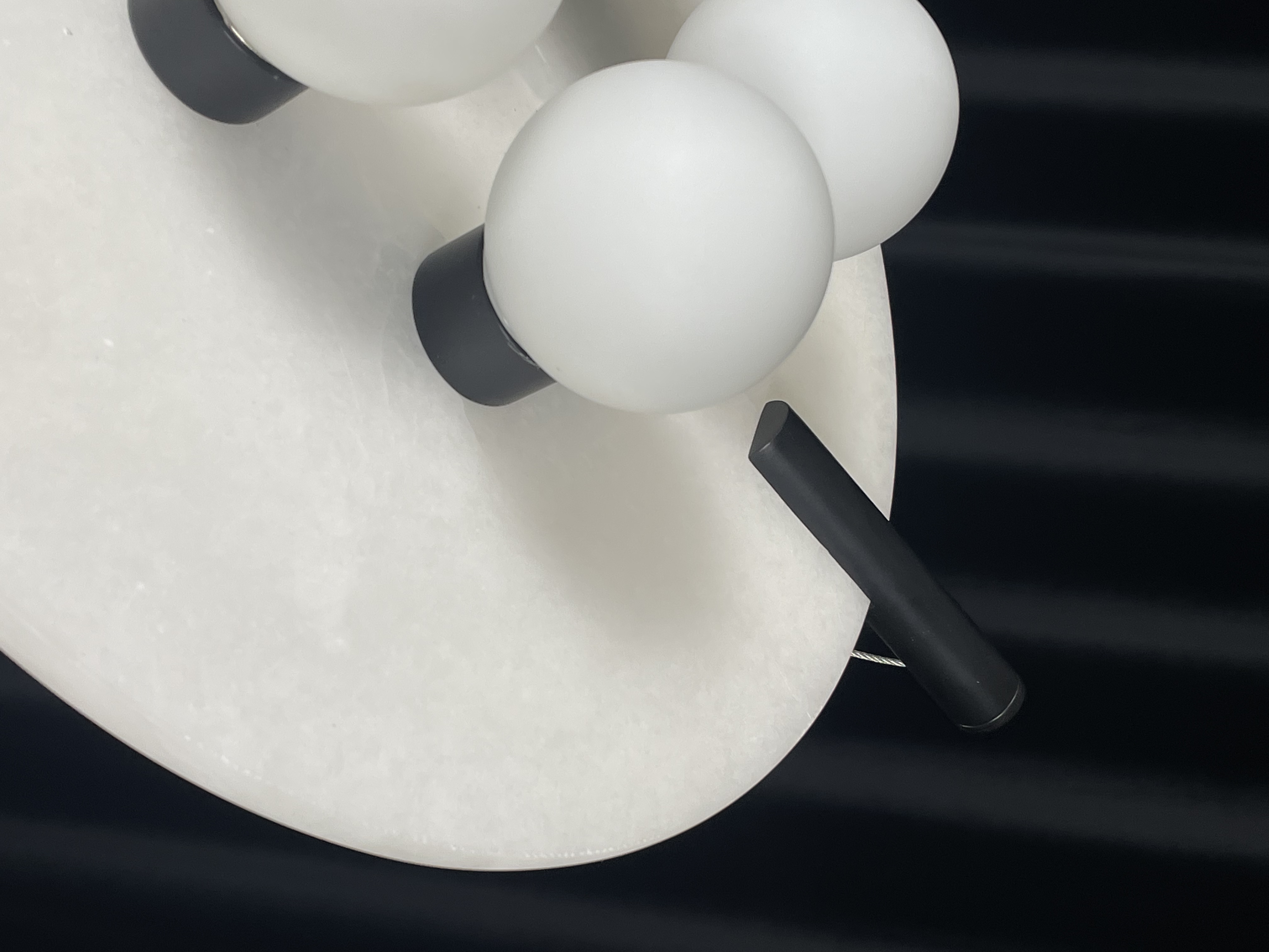 CASA Lighting Alabaster & Black Brass Multi-Globe Pendant Light