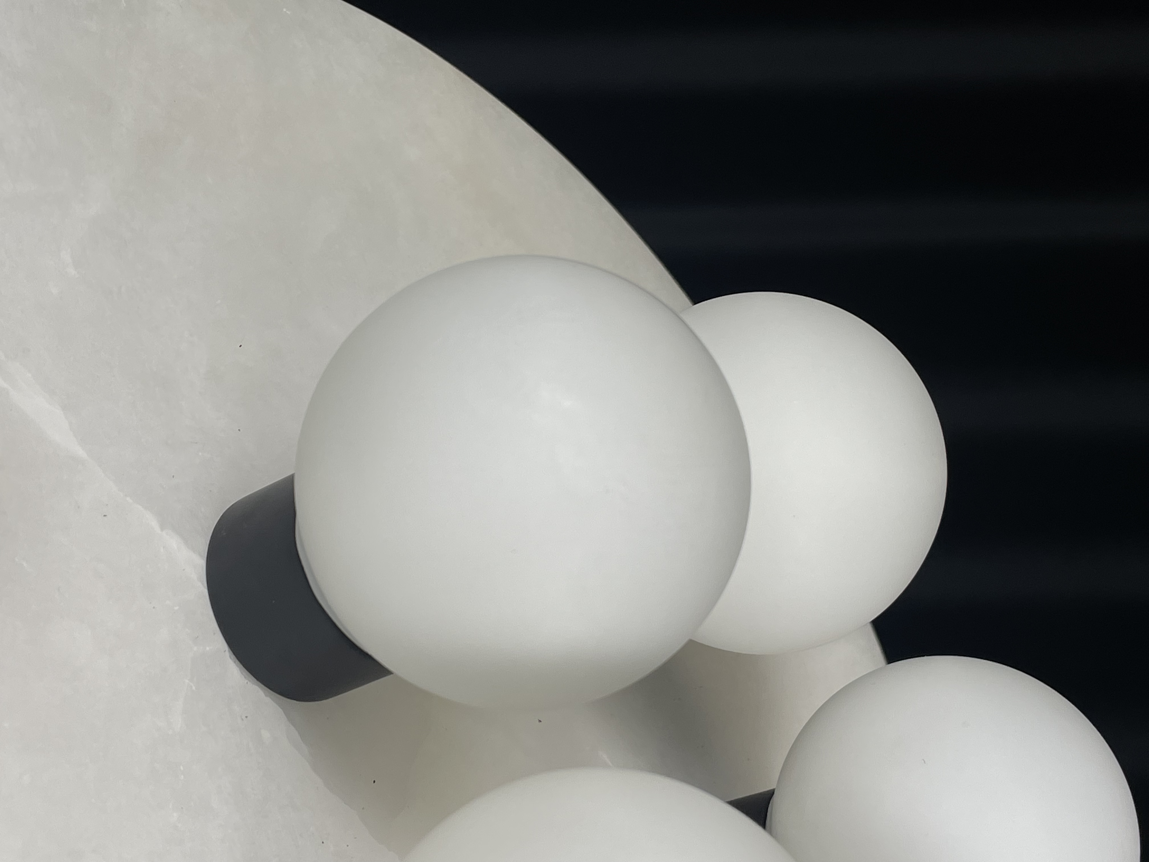 CASA Lighting Alabaster & Black Brass Multi-Globe Pendant Light