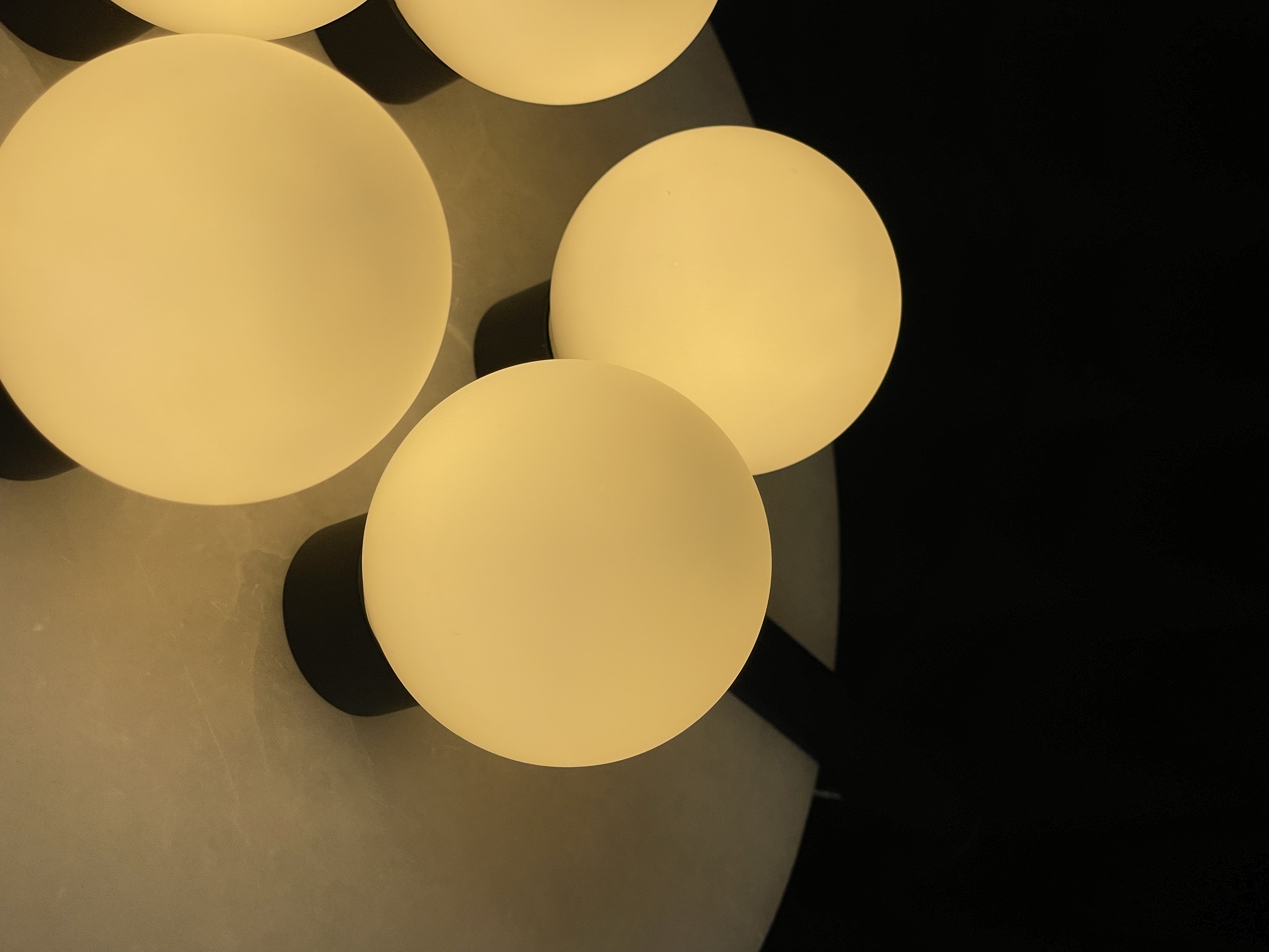 CASA Lighting Alabaster & Black Brass Multi-Globe Pendant Light