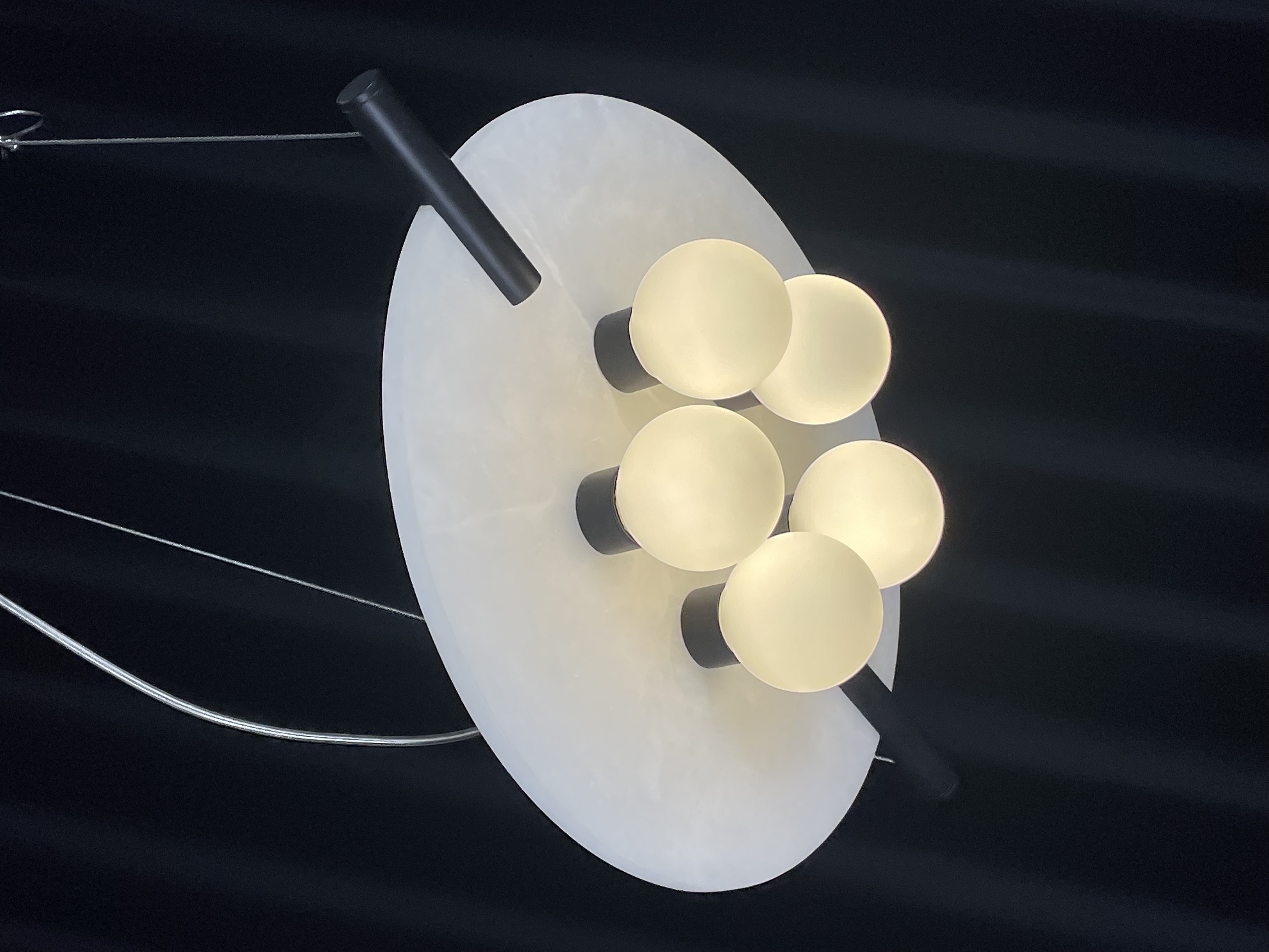 CASA Lighting Alabaster & Black Brass Multi-Globe Pendant Light