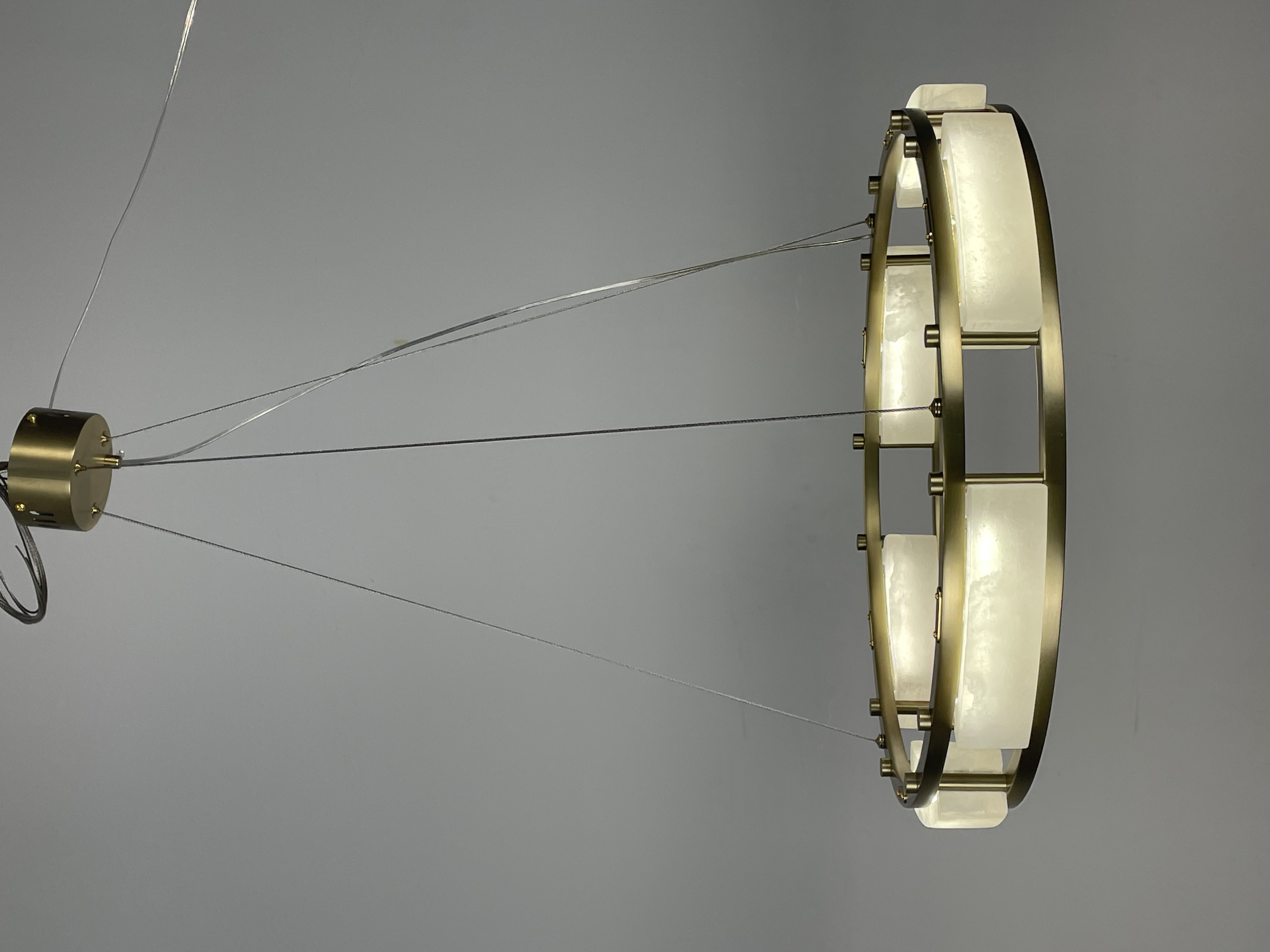CASA Lighting Circular Alabaster & Polished Brass Chandelier