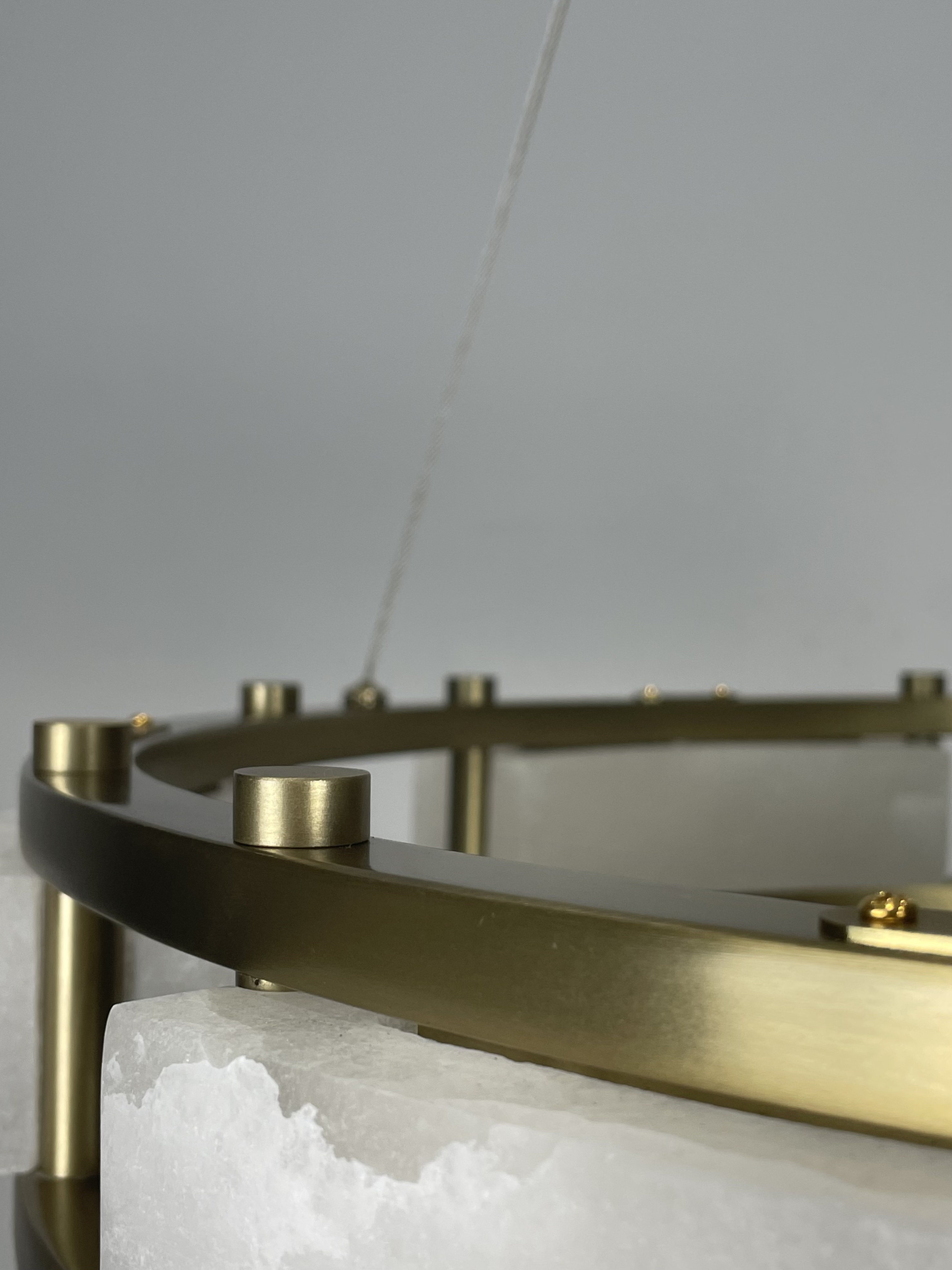 CASA Lighting Circular Alabaster & Polished Brass Chandelier