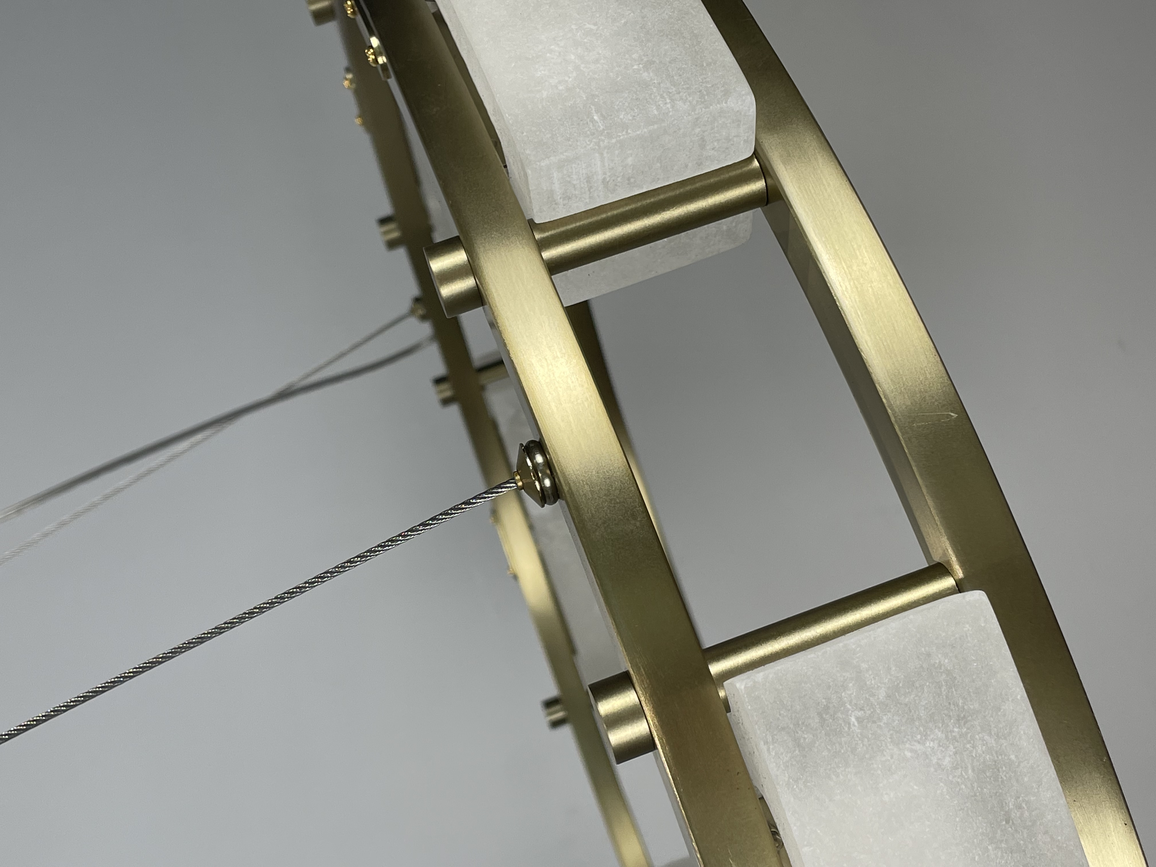CASA Lighting Circular Alabaster & Polished Brass Chandelier