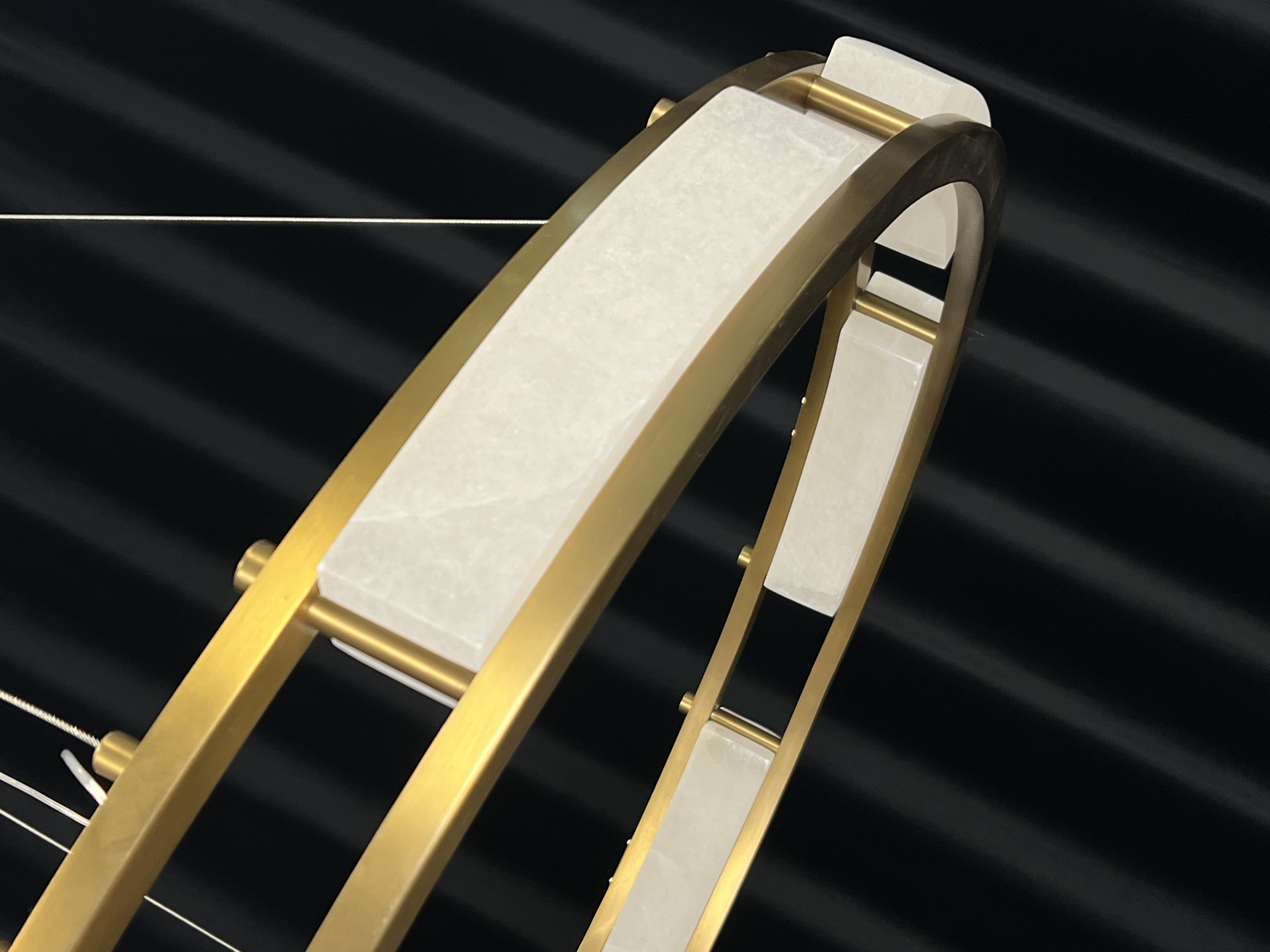CASA Lighting Circular Alabaster & Polished Brass Chandelier