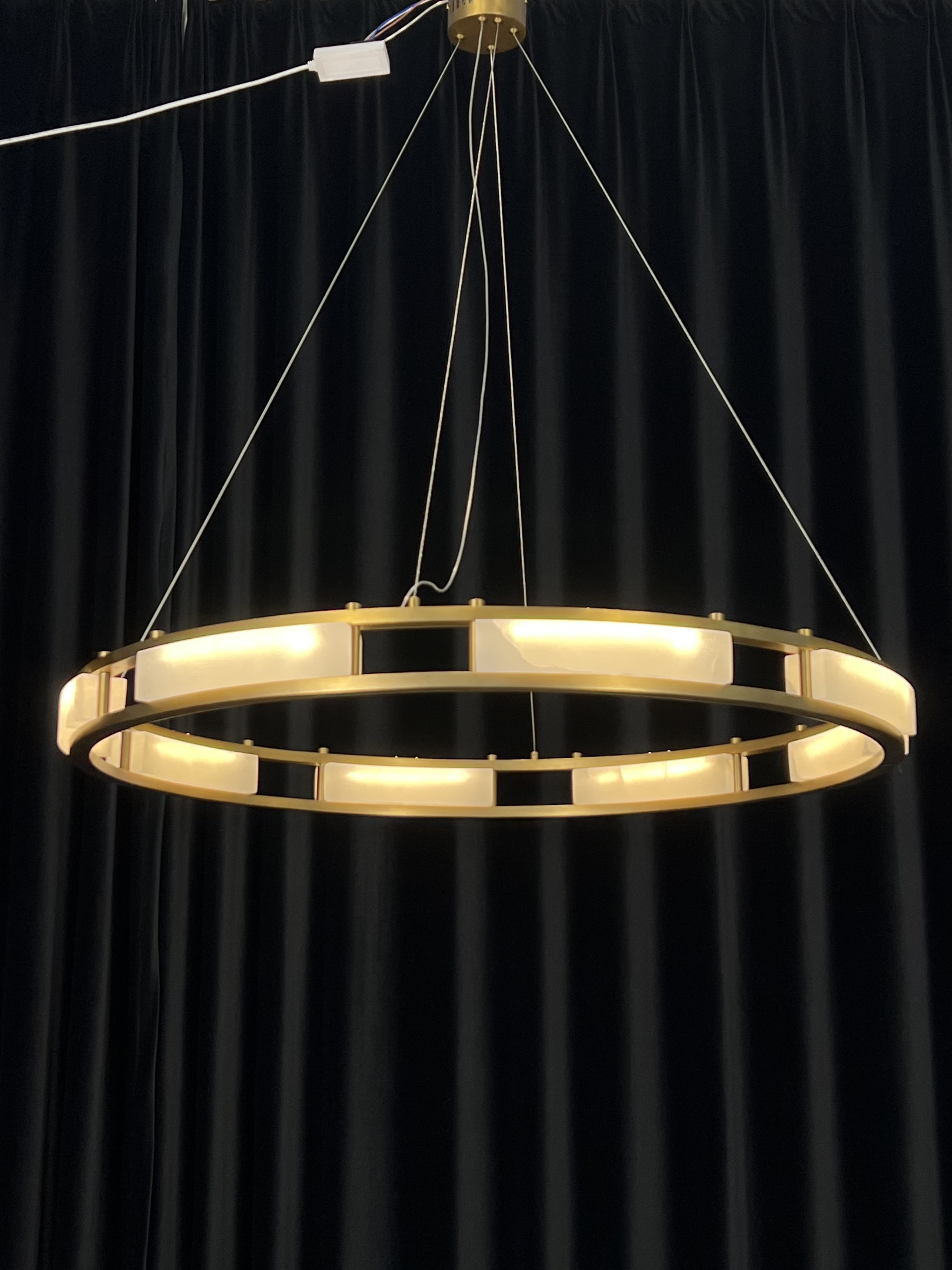 CASA Lighting Circular Alabaster & Polished Brass Chandelier