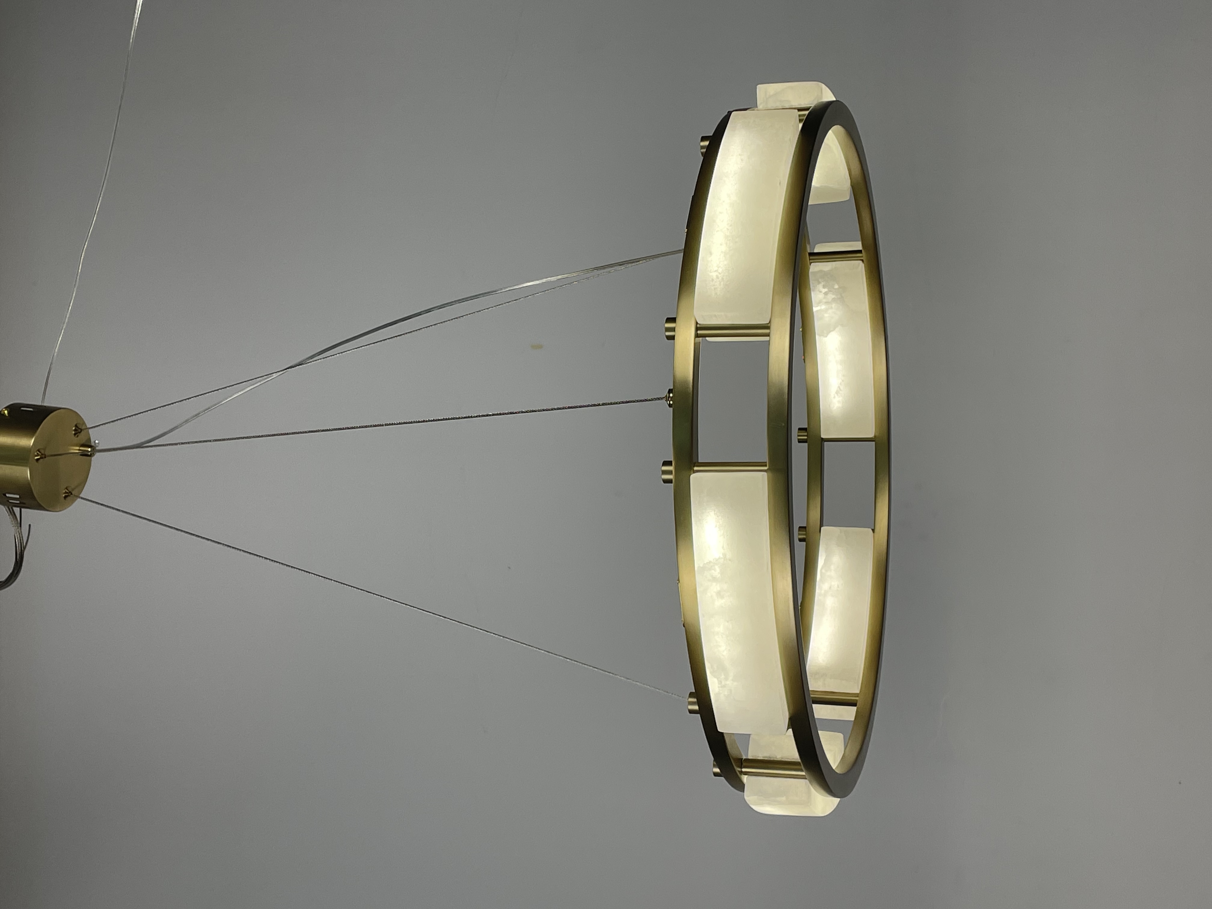 CASA Lighting Circular Alabaster & Polished Brass Chandelier