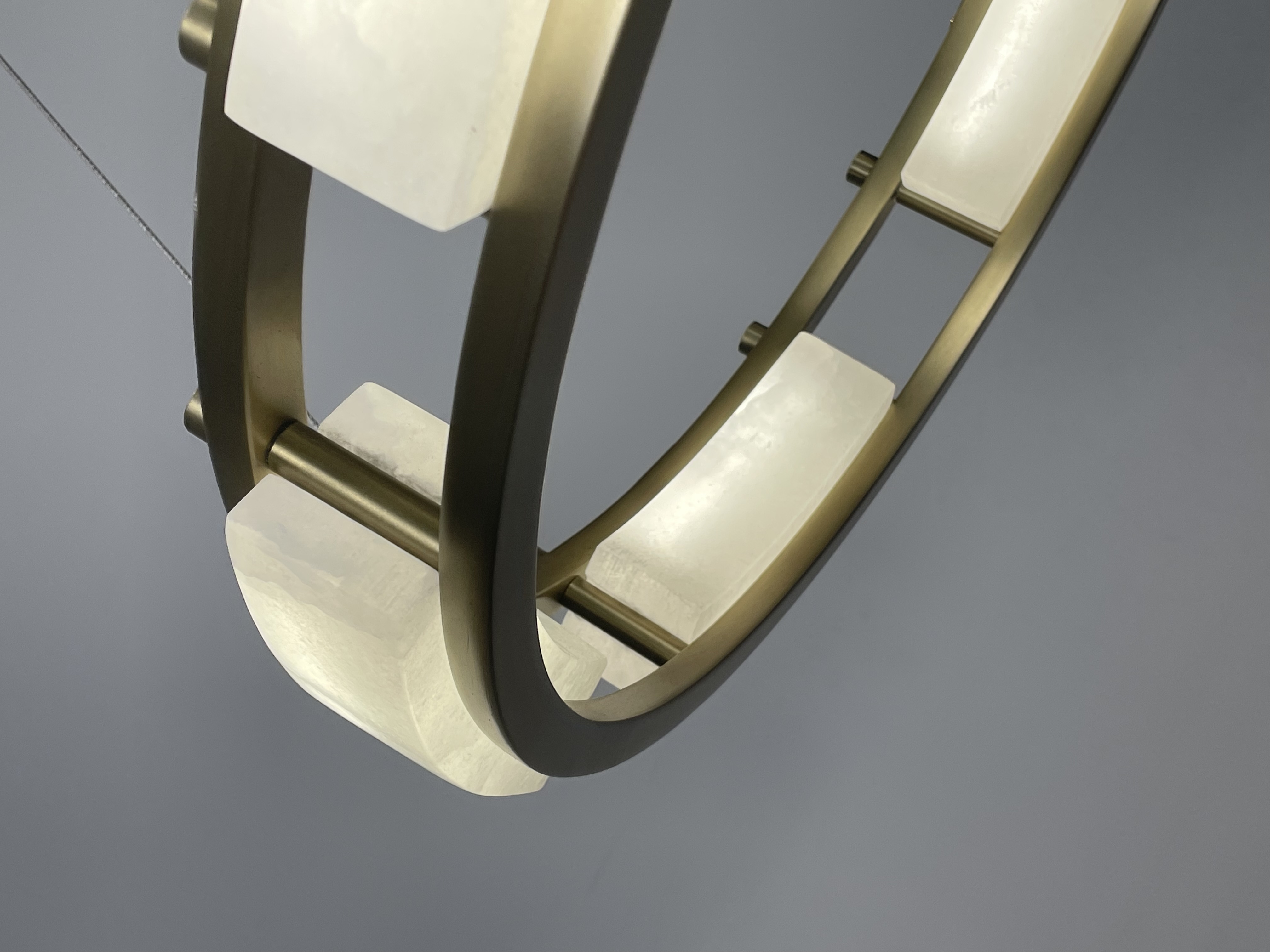CASA Lighting Circular Alabaster & Polished Brass Chandelier
