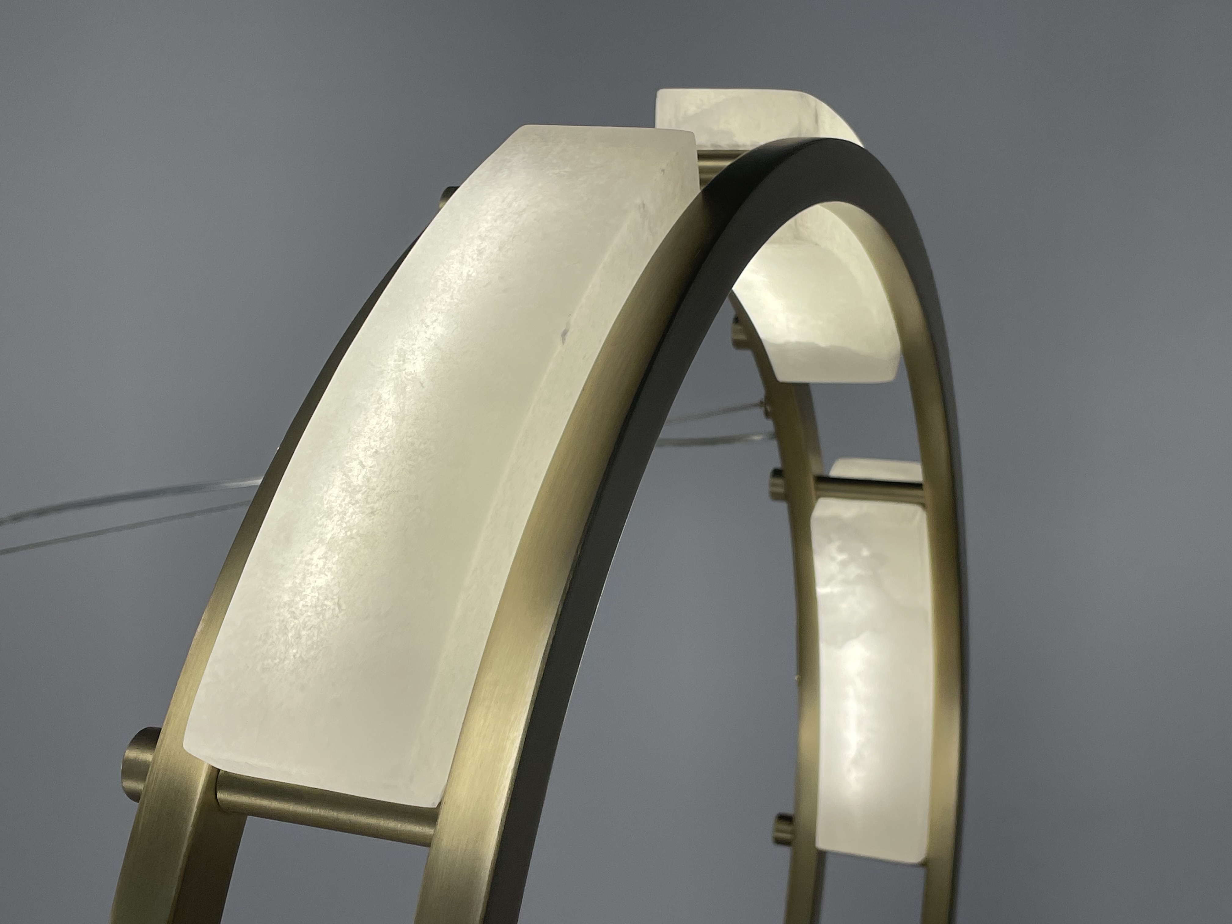 CASA Lighting Circular Alabaster & Polished Brass Chandelier
