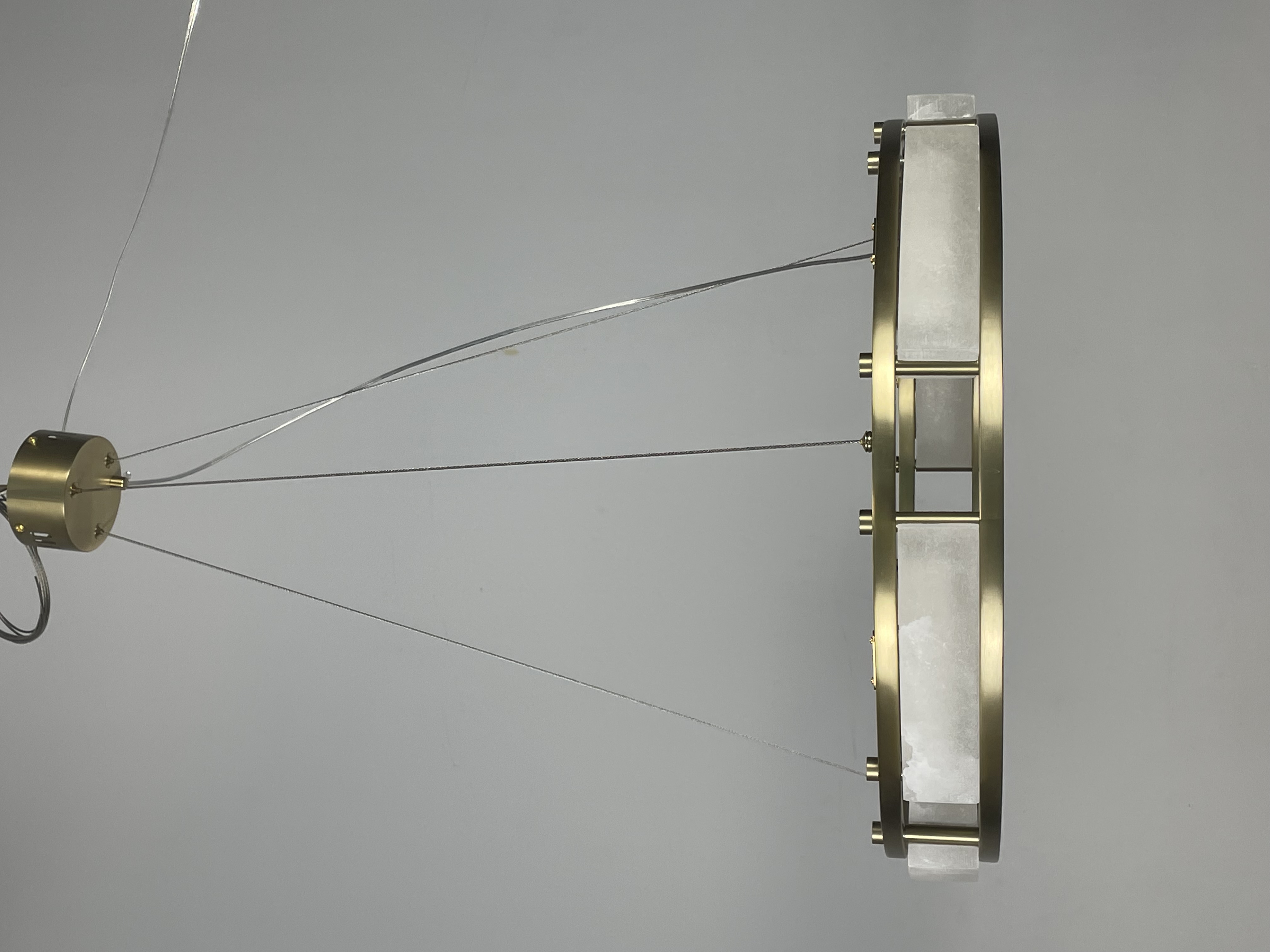 CASA Lighting Circular Alabaster & Polished Brass Chandelier