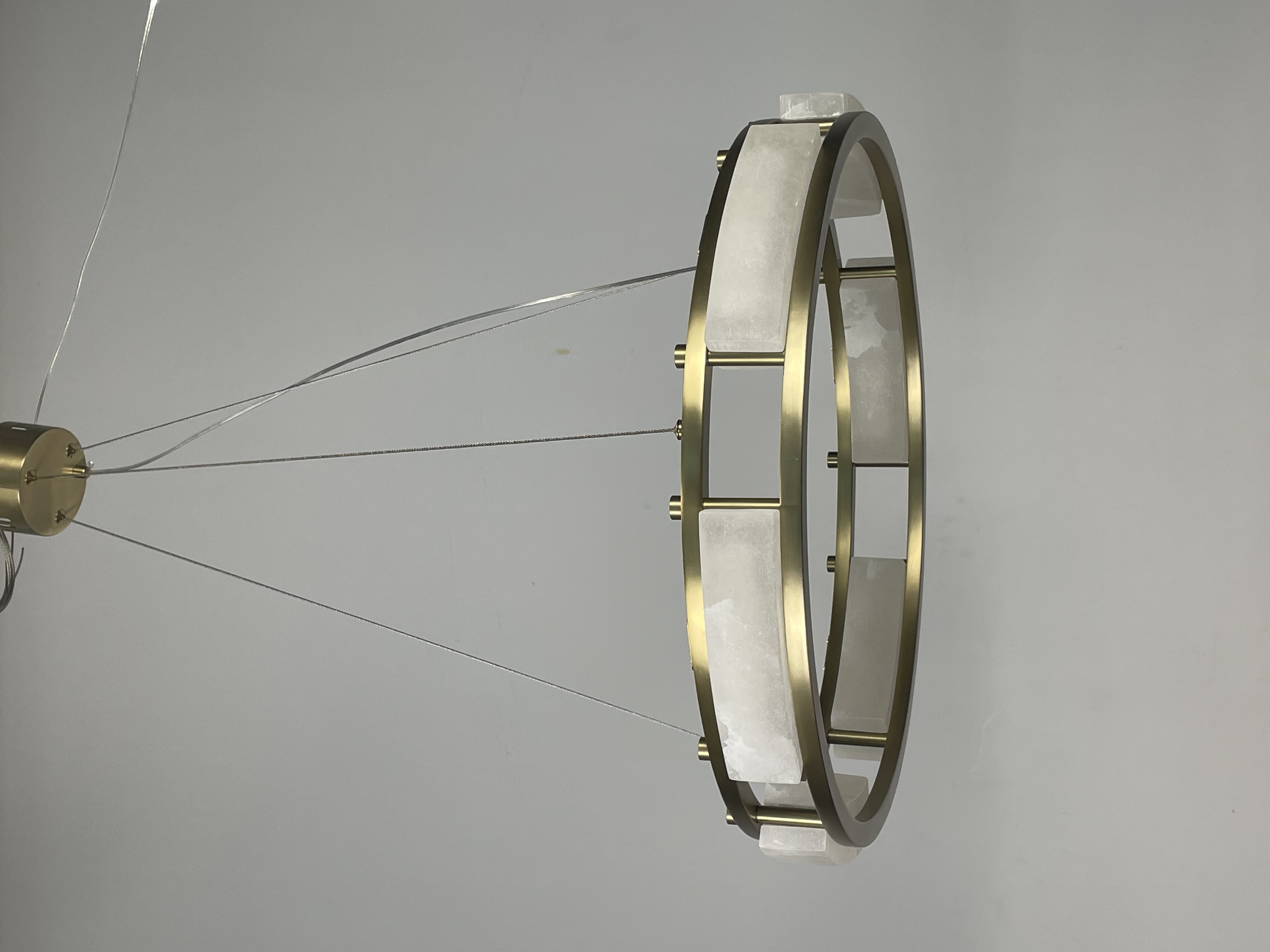 CASA Lighting Circular Alabaster & Polished Brass Chandelier