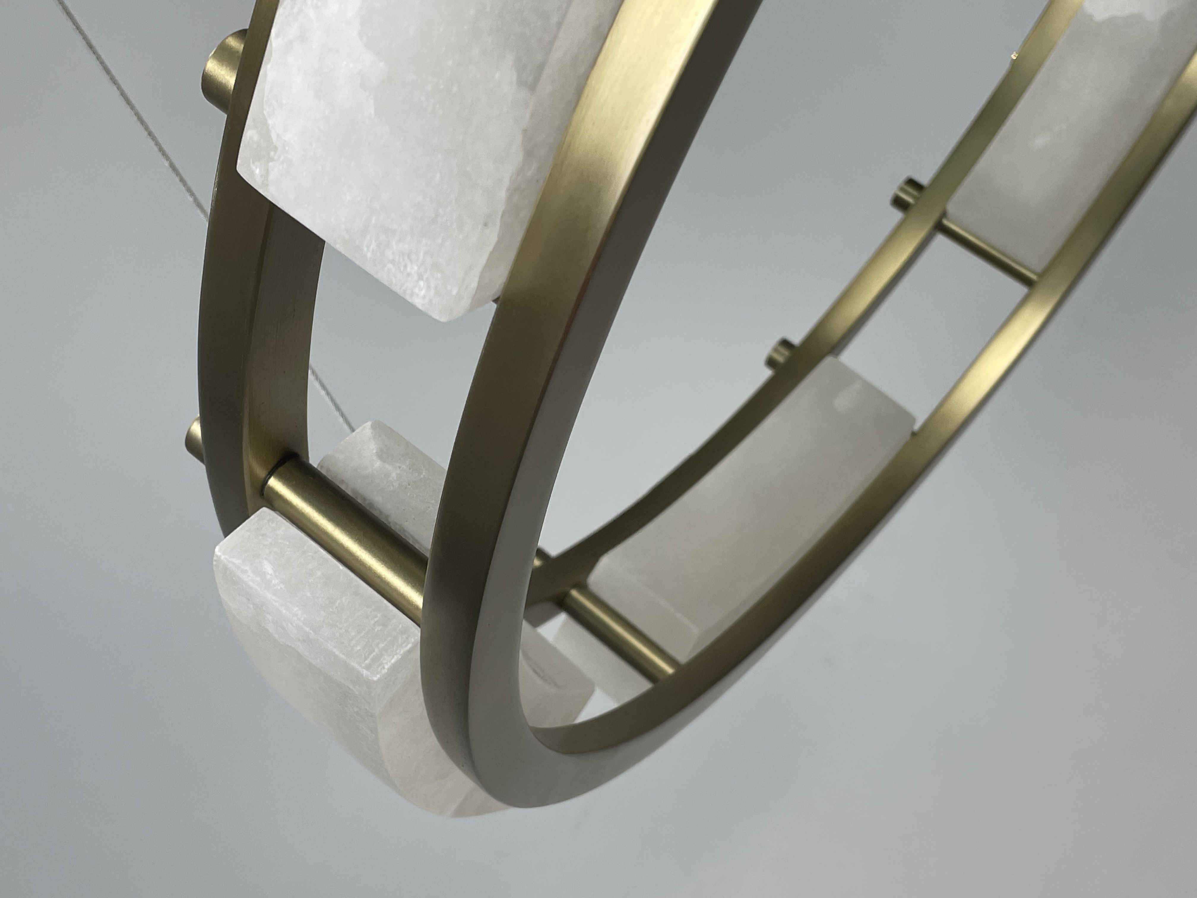 CASA Lighting Circular Alabaster & Polished Brass Chandelier