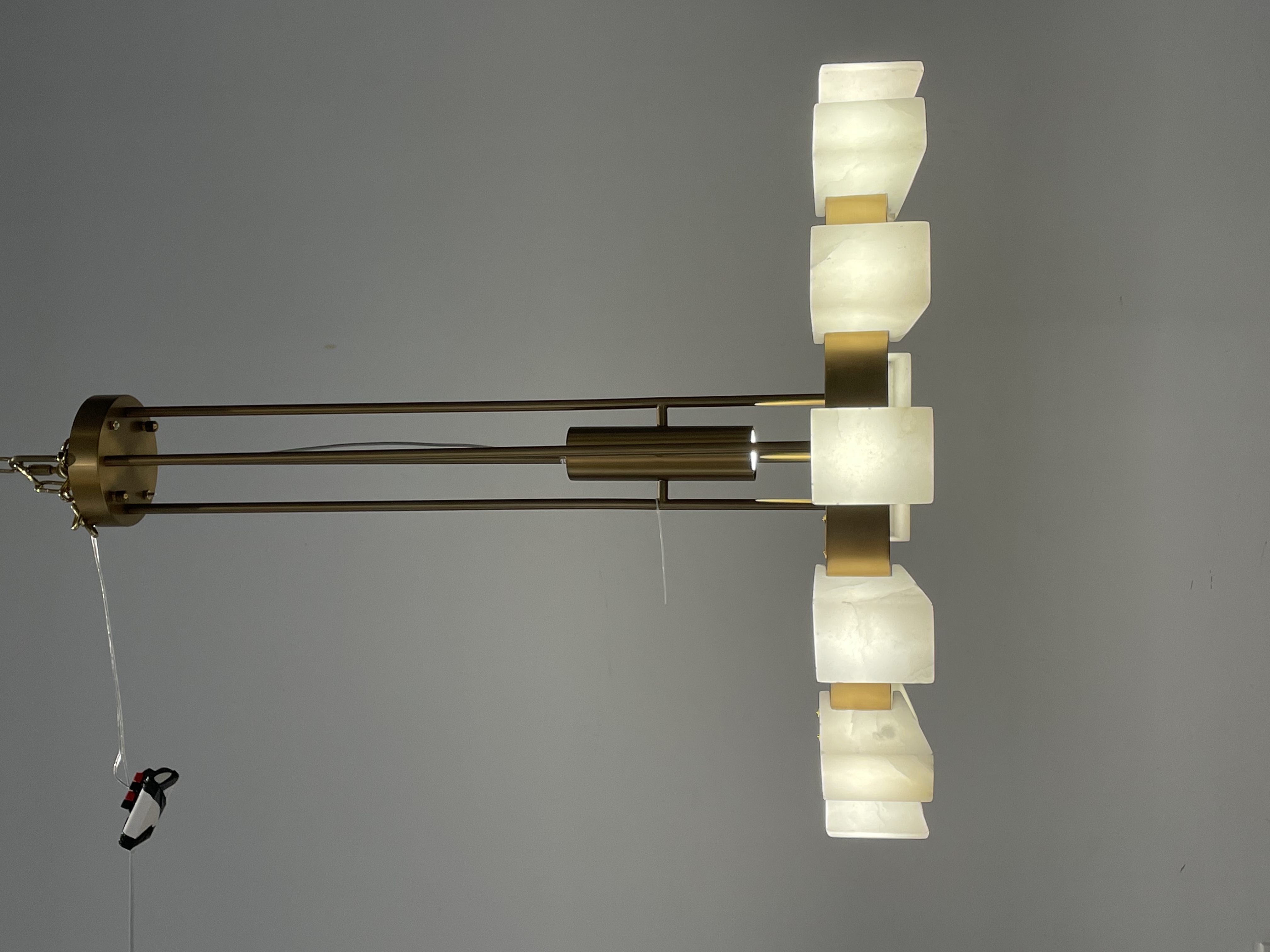 CASA Lighting Tiered Polygonal Alabaster & Brass Chandelier