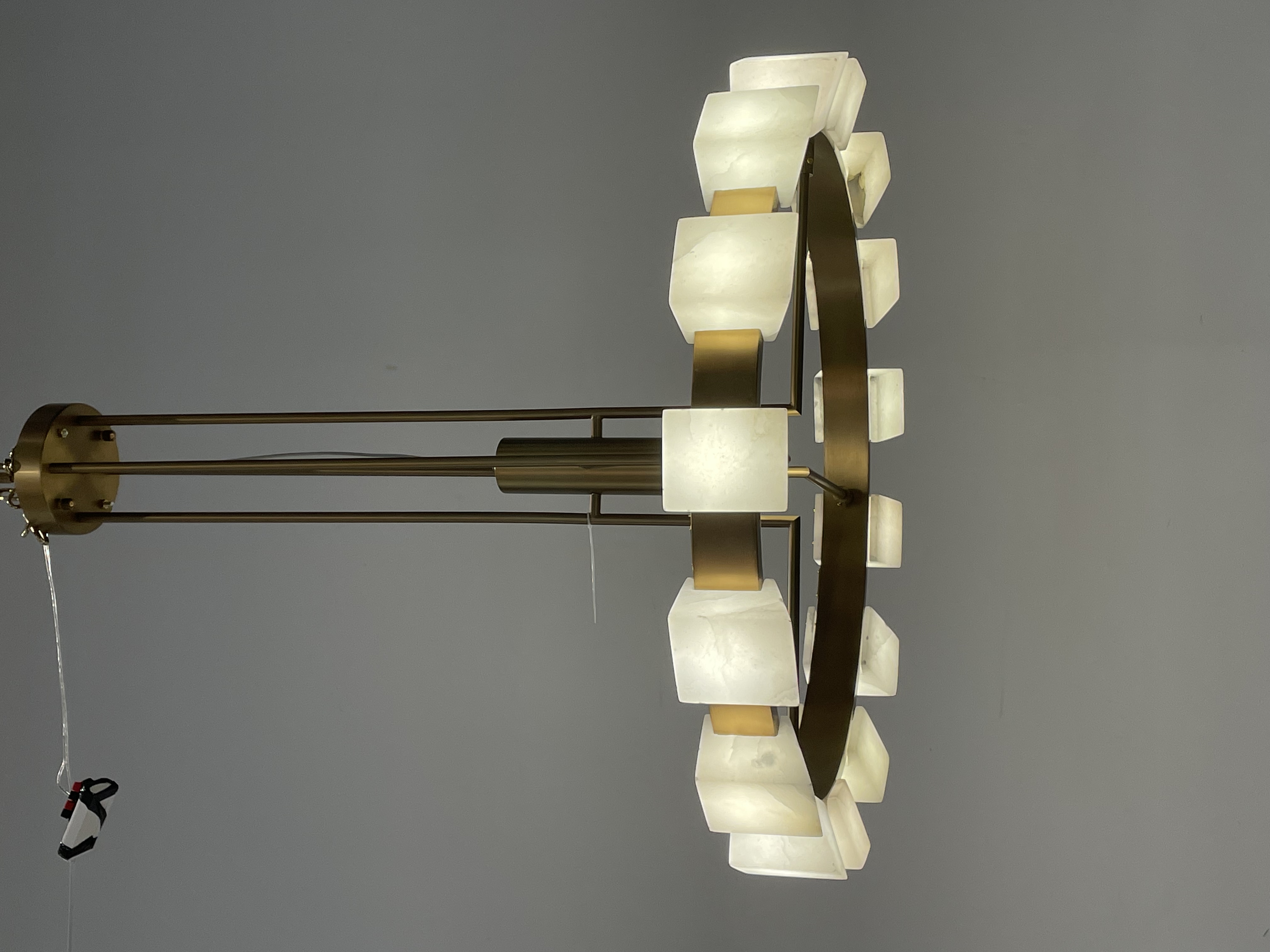 CASA Lighting Tiered Polygonal Alabaster & Brass Chandelier