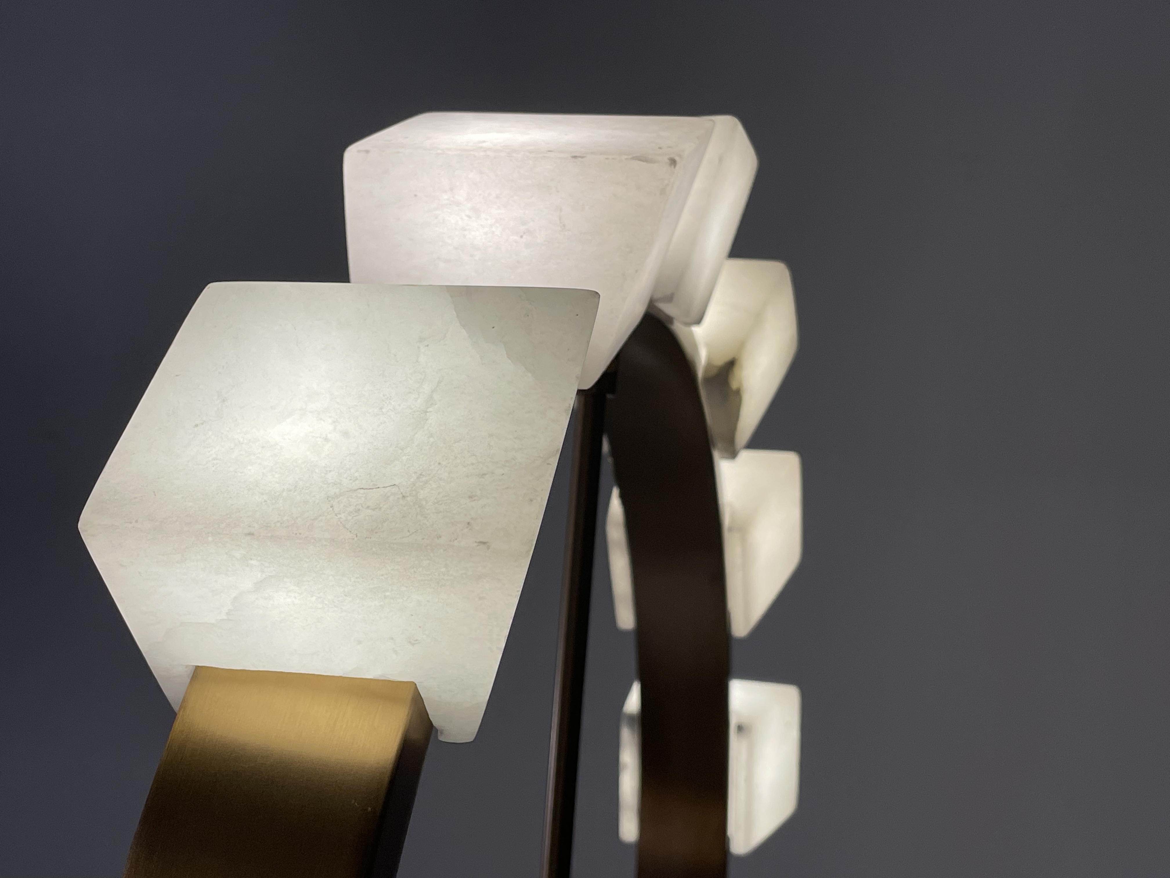 CASA Lighting Tiered Polygonal Alabaster & Brass Chandelier