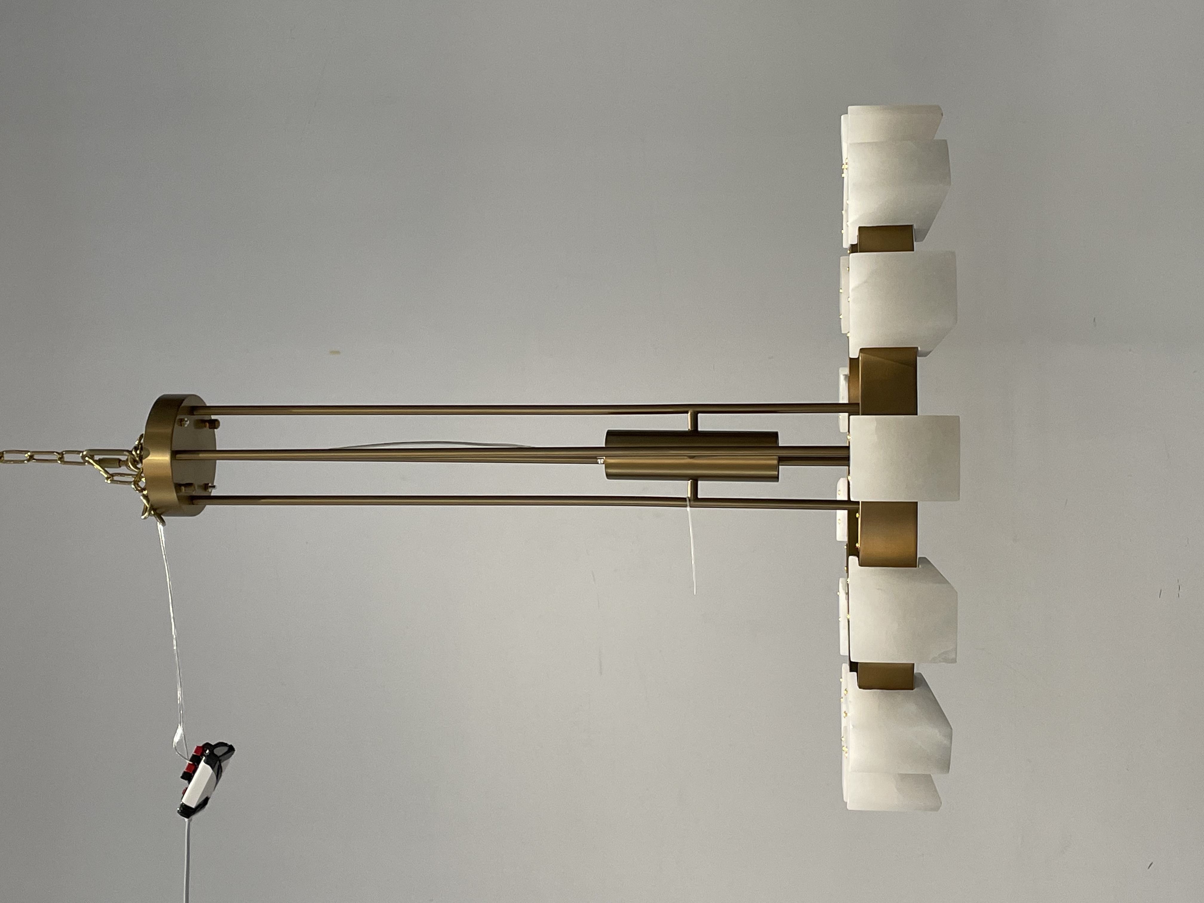 CASA Lighting Tiered Polygonal Alabaster & Brass Chandelier