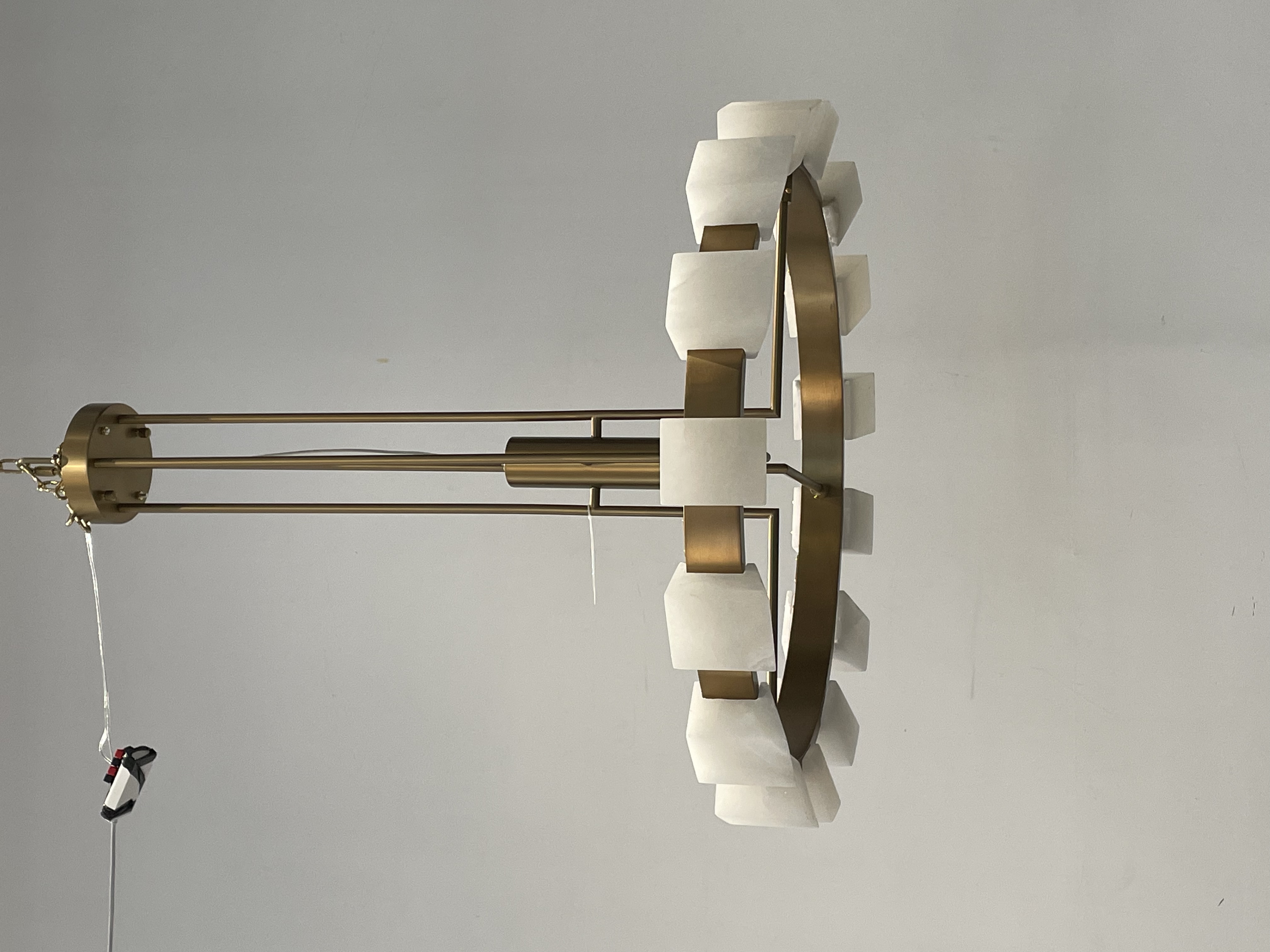 CASA Lighting Tiered Polygonal Alabaster & Brass Chandelier