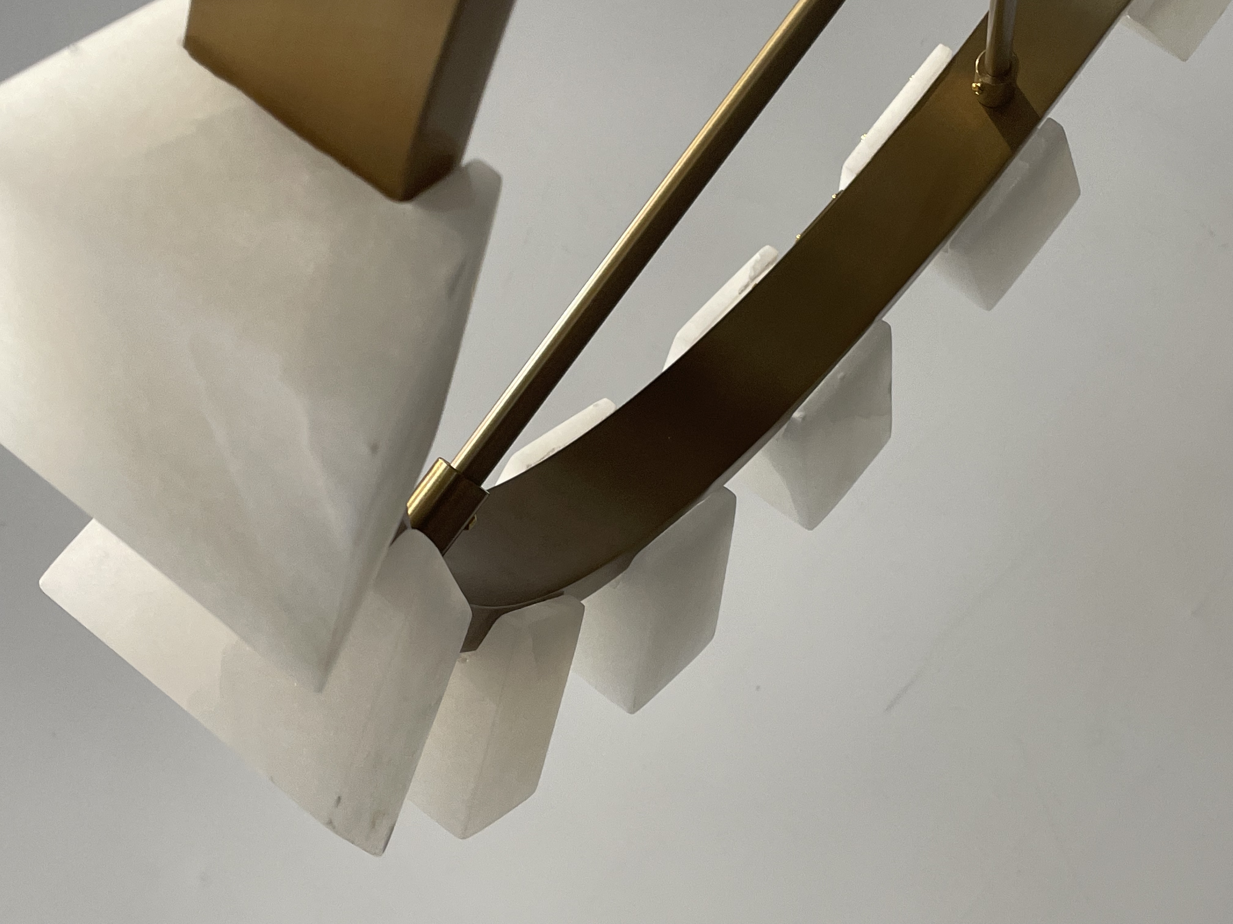CASA Lighting Tiered Polygonal Alabaster & Brass Chandelier