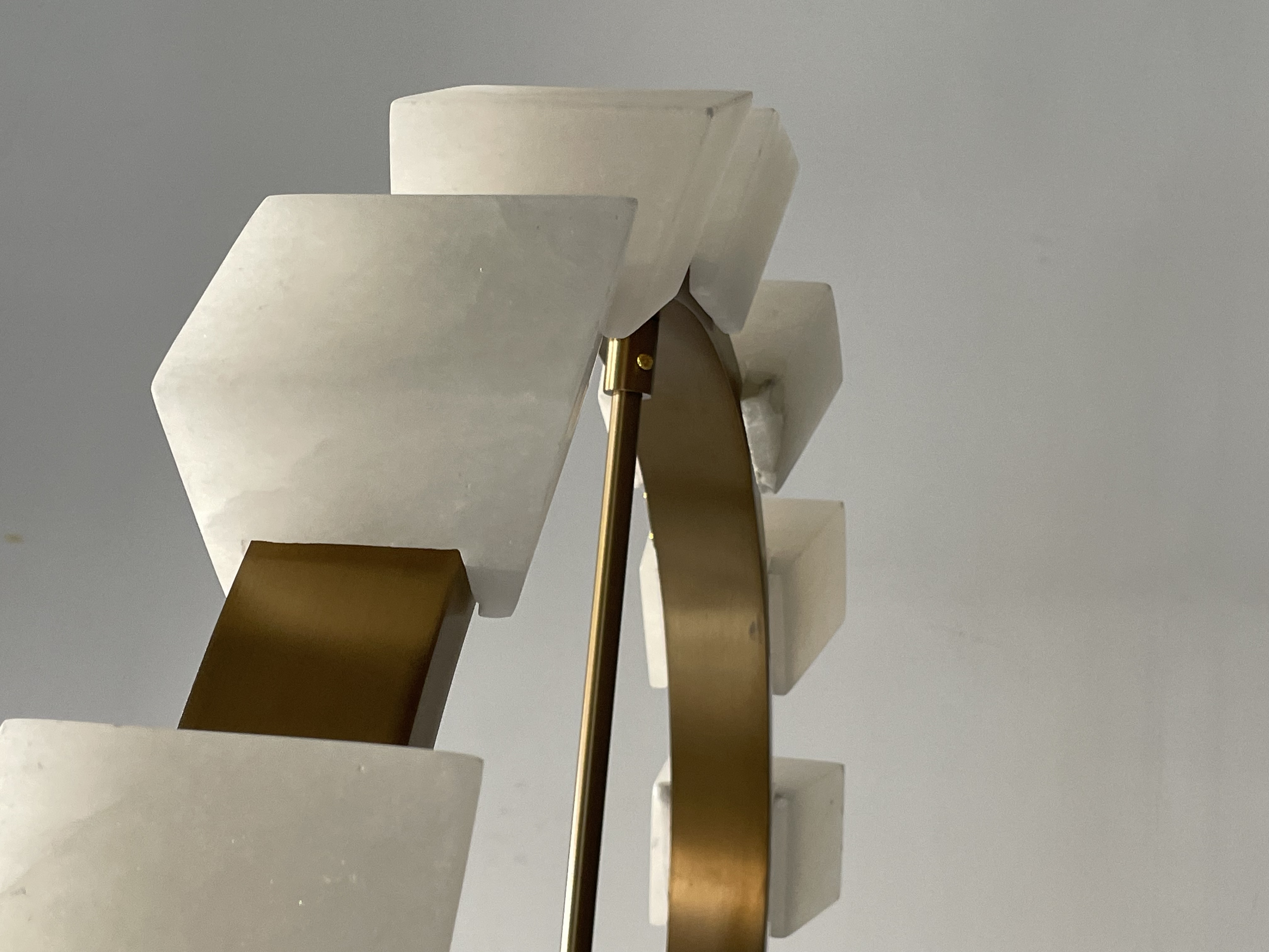 CASA Lighting Tiered Polygonal Alabaster & Brass Chandelier