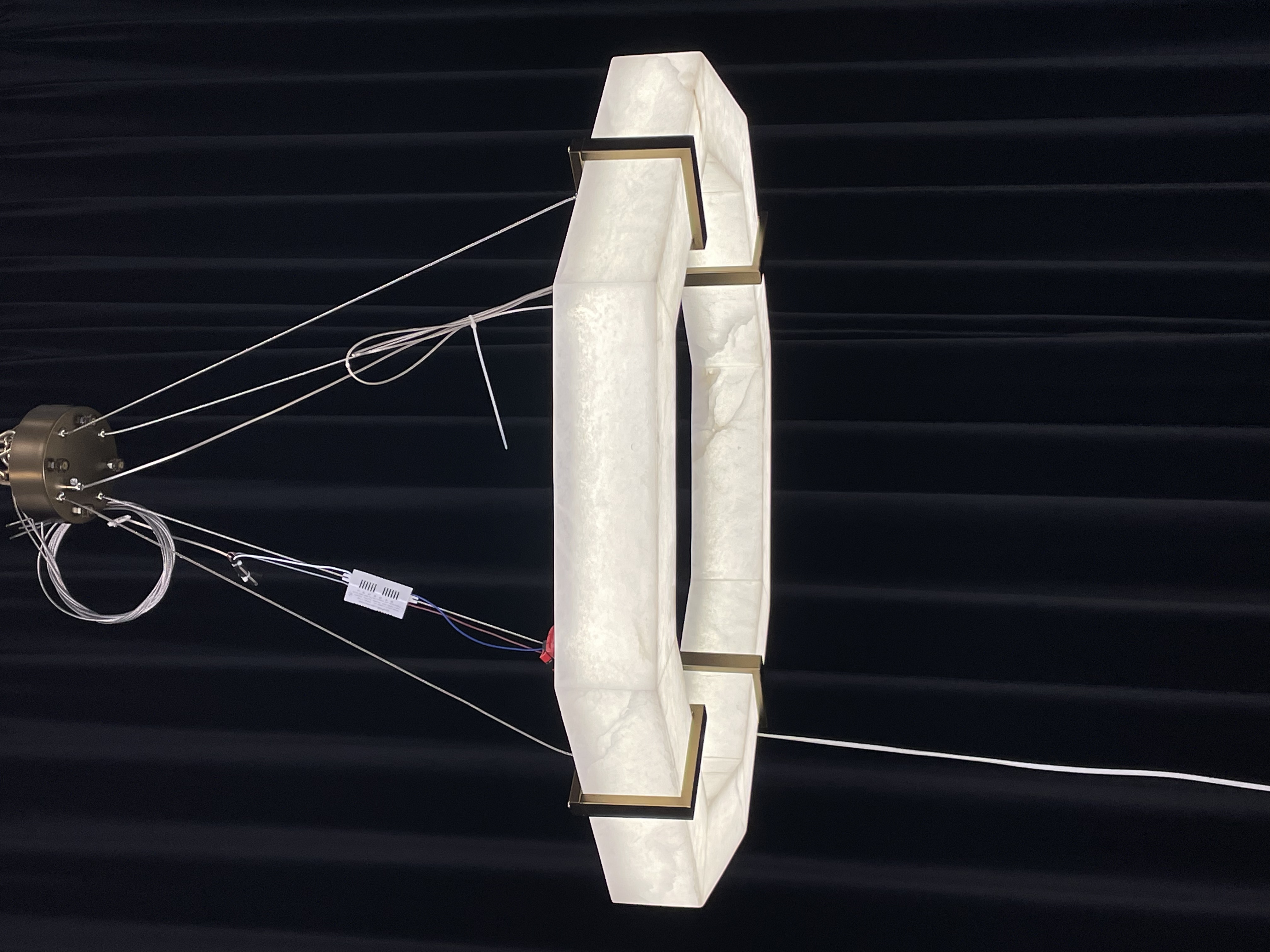 CASA Lighting Hexagonal Alabaster & Brass LED Chandelier