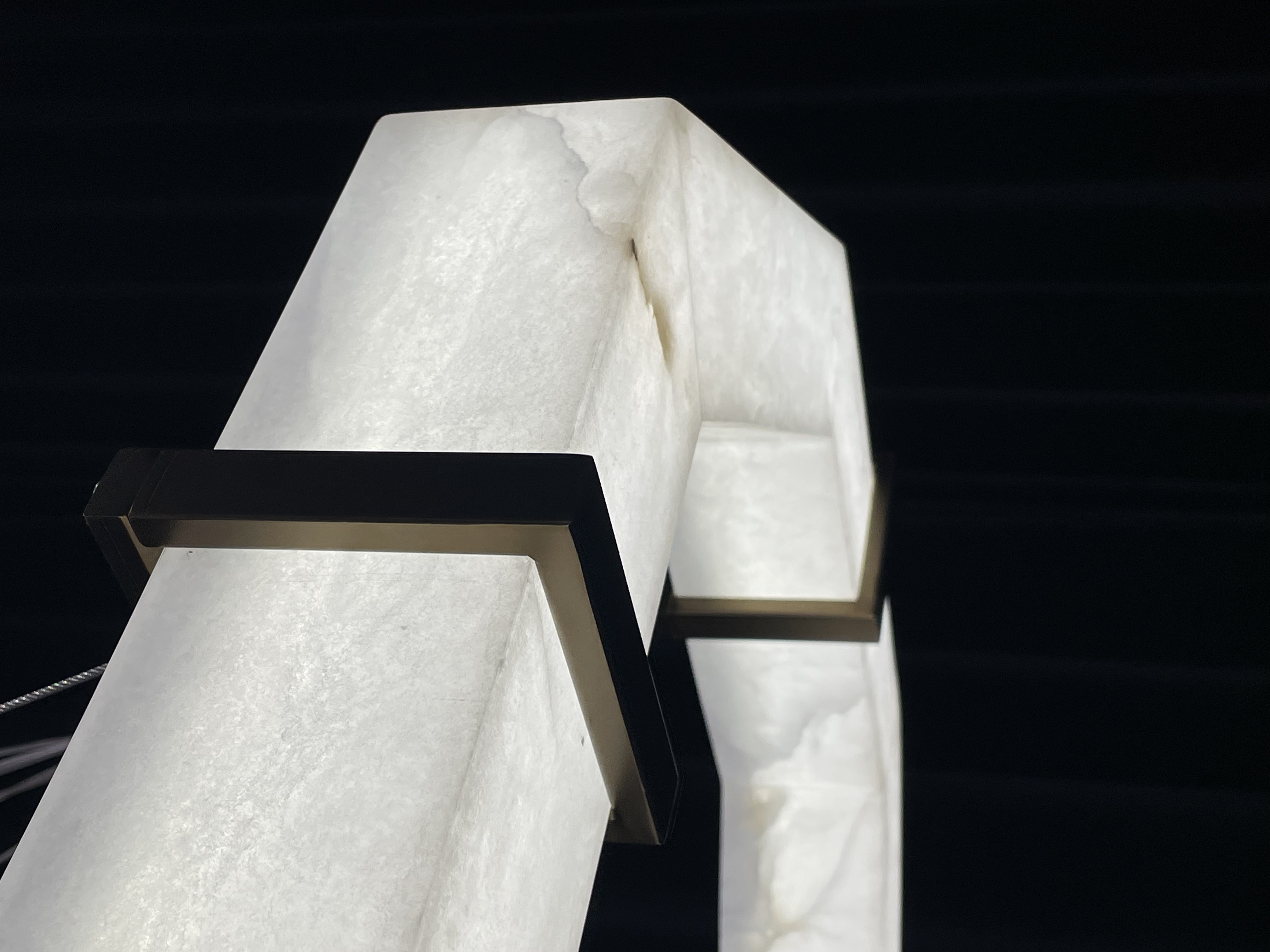 CASA Lighting Hexagonal Alabaster & Brass LED Chandelier