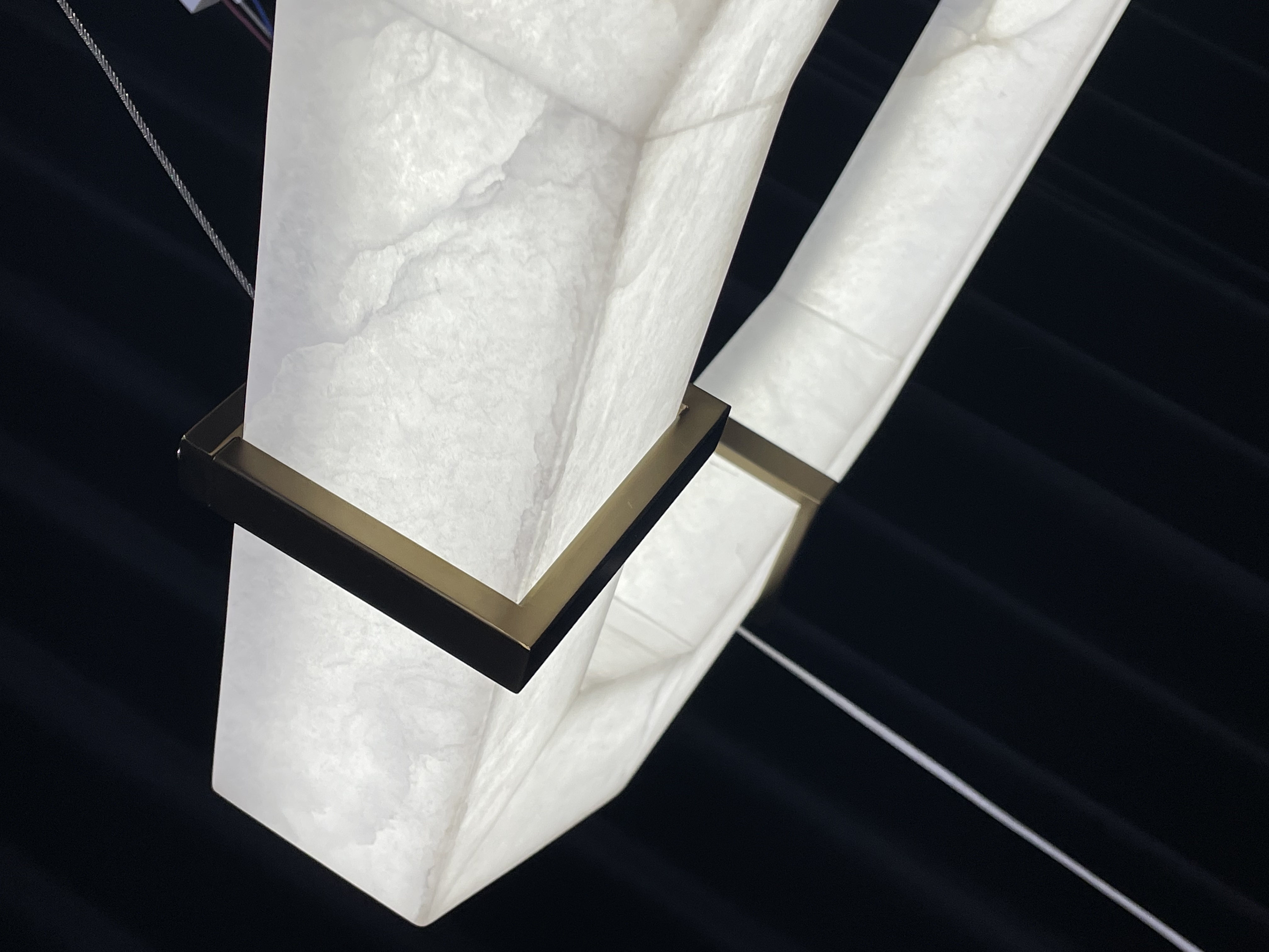 CASA Lighting Hexagonal Alabaster & Brass LED Chandelier