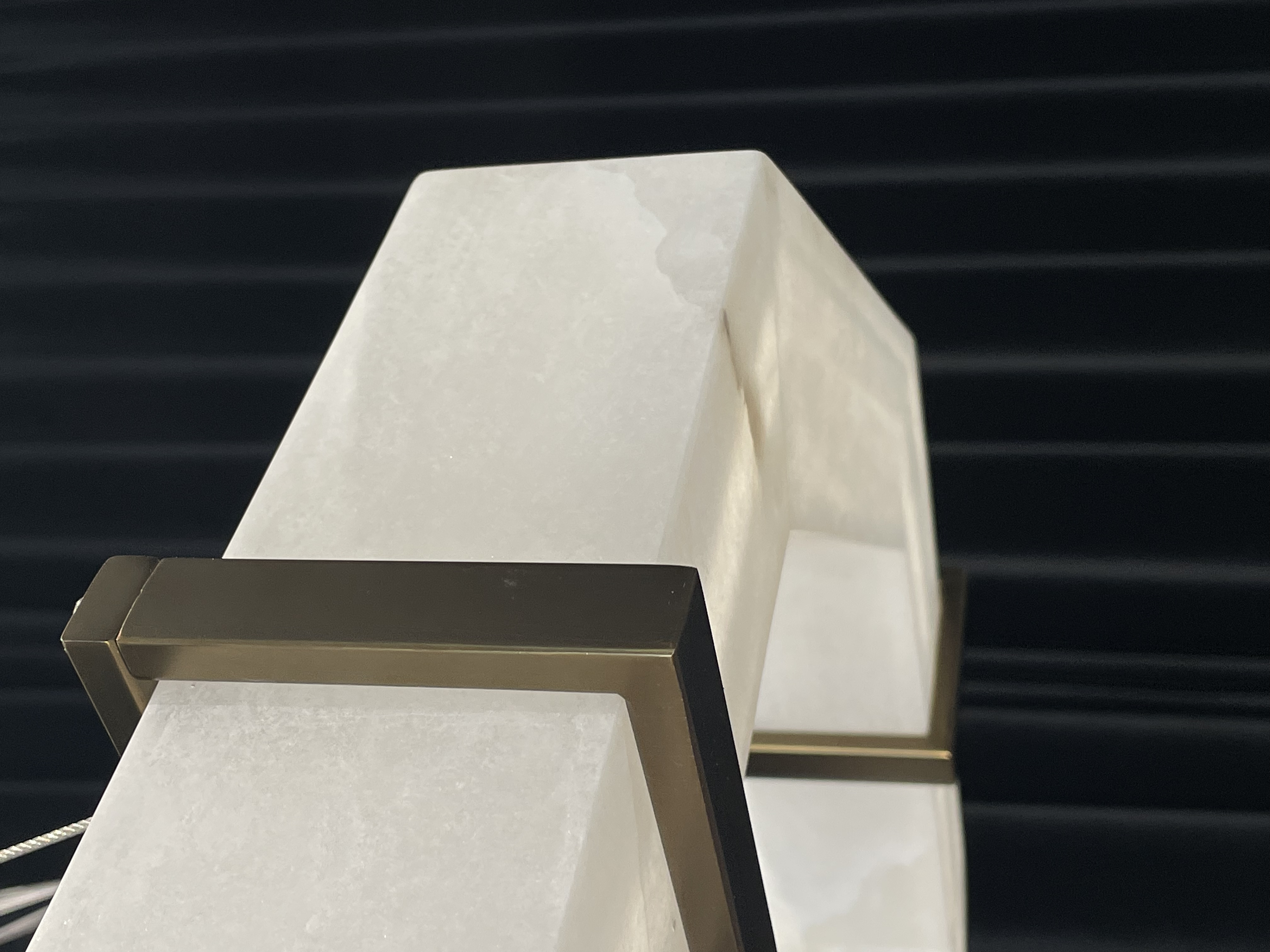 CASA Lighting Hexagonal Alabaster & Brass LED Chandelier