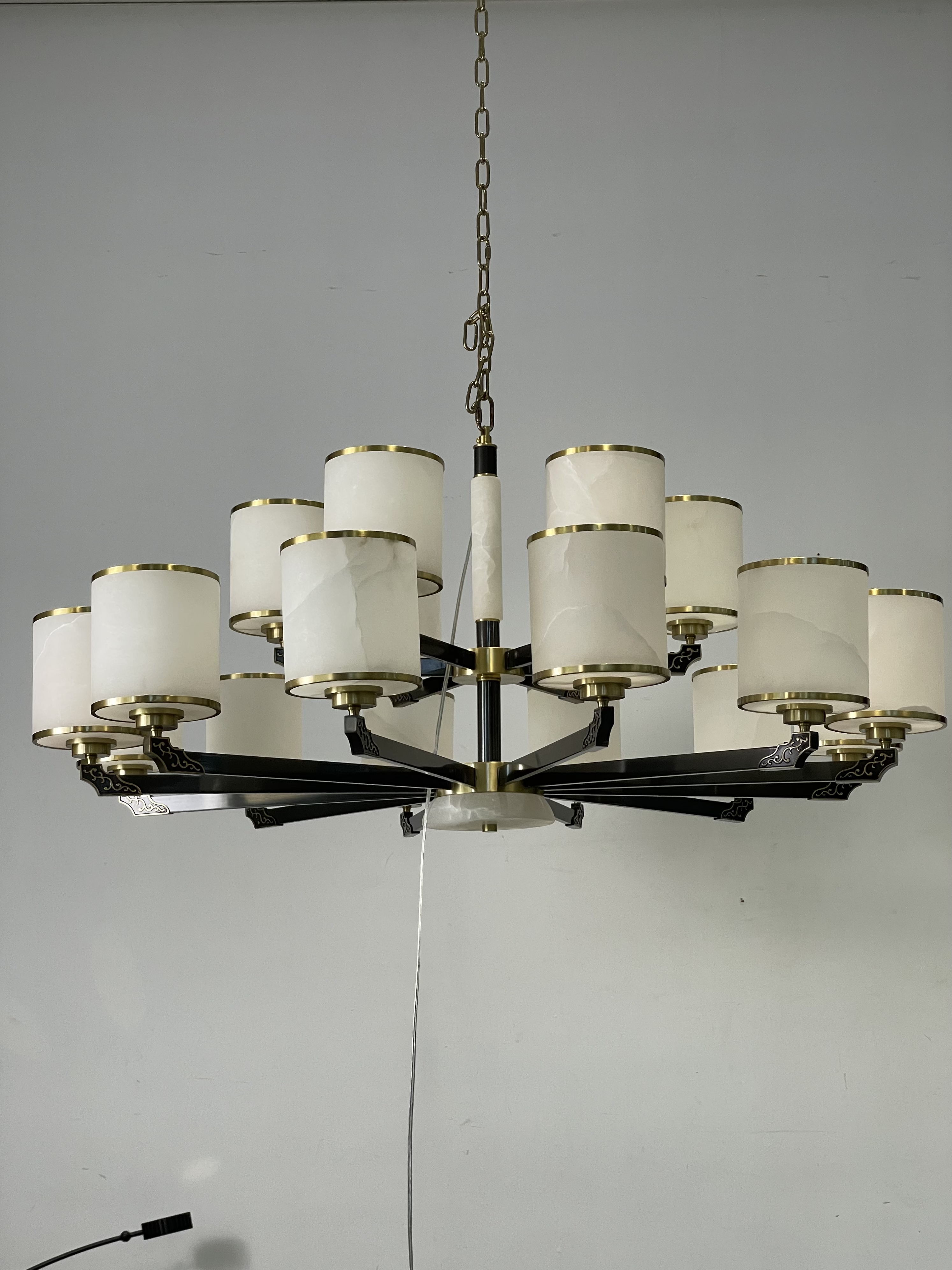 Casailighting Grand Multi-Light Alabaster & Brass Chandelier