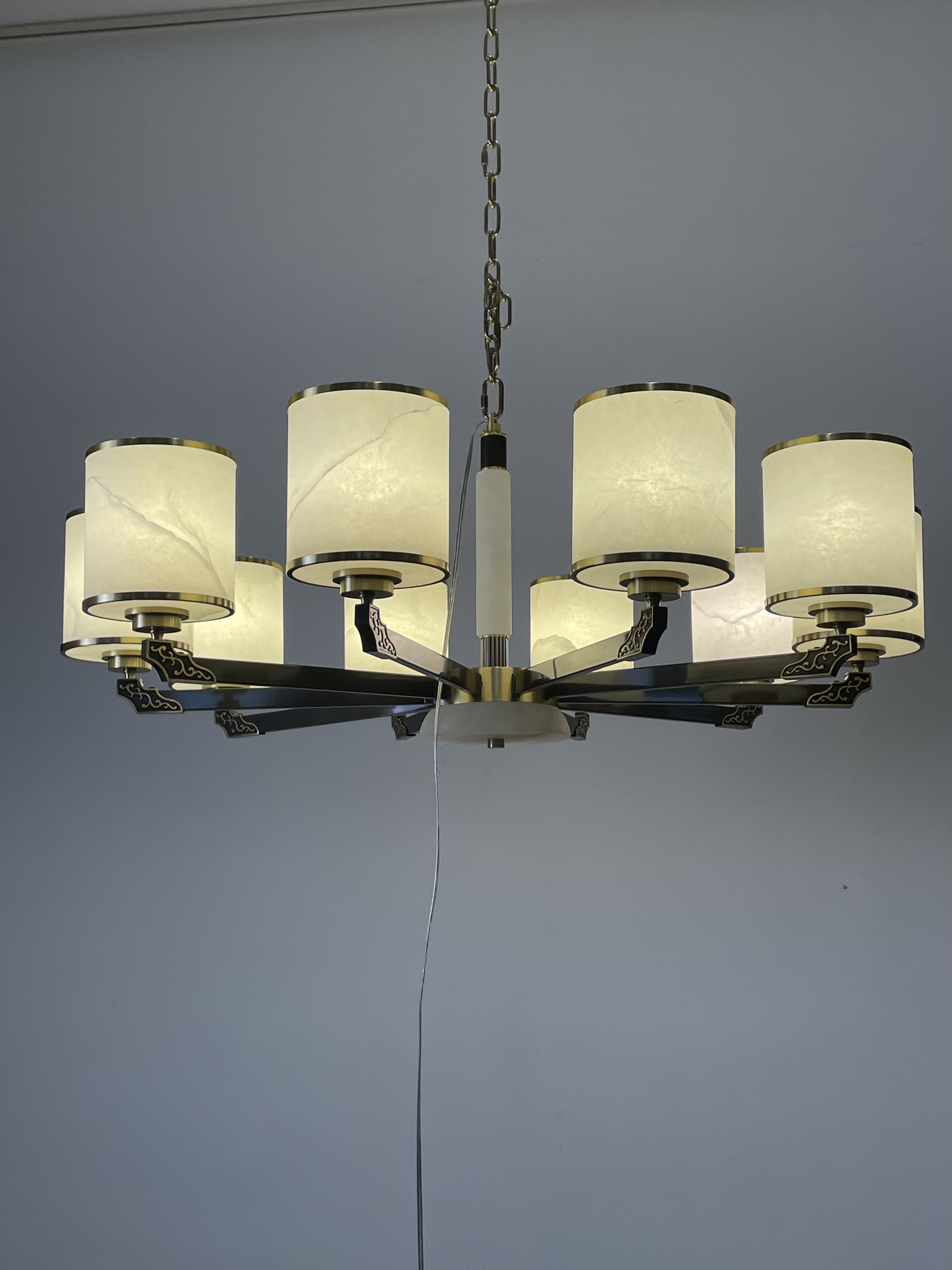 Casailighting Traditional Multi-Light Alabaster & Brass Chandelier
