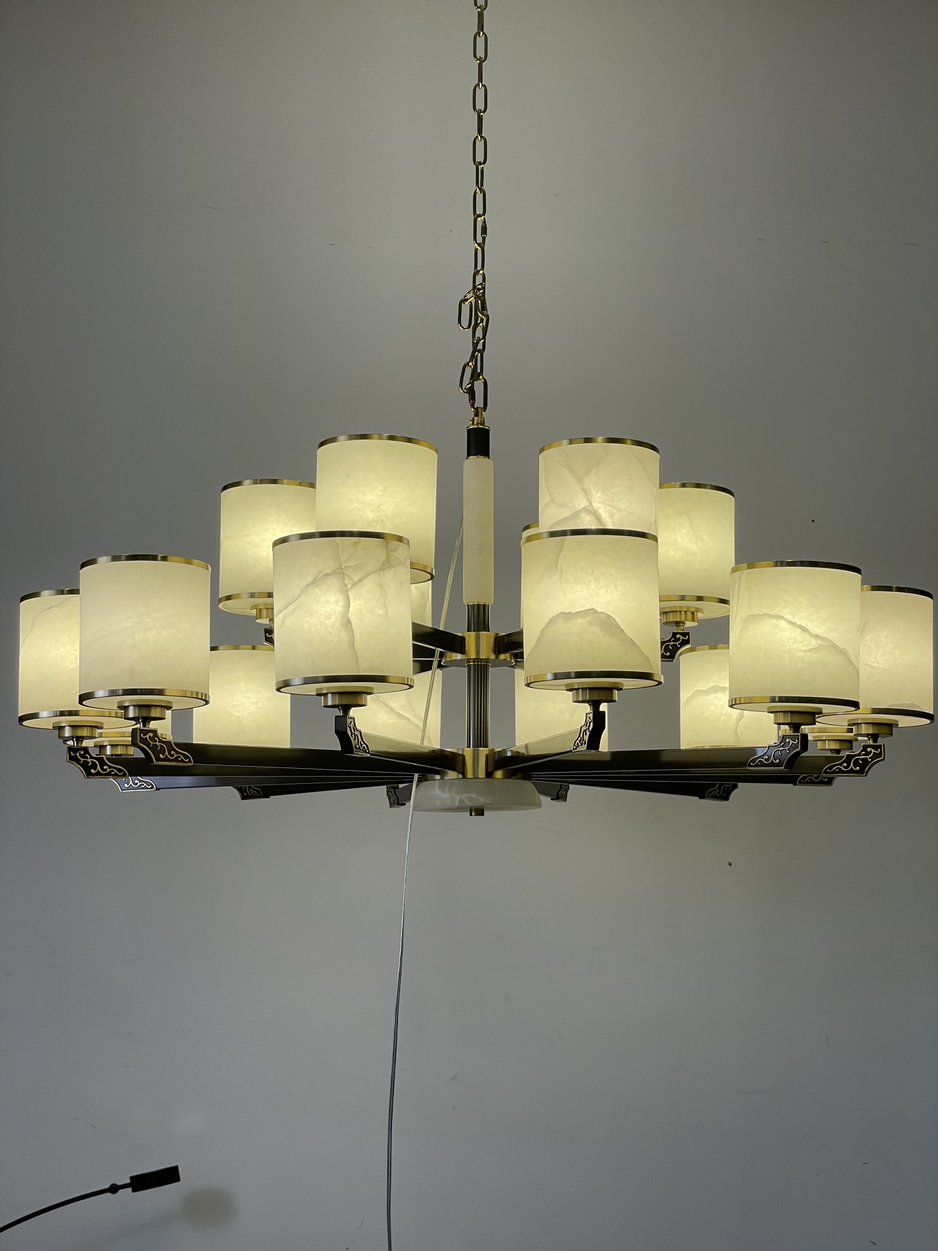 Casailighting Grand Multi-Light Alabaster & Brass Chandelier