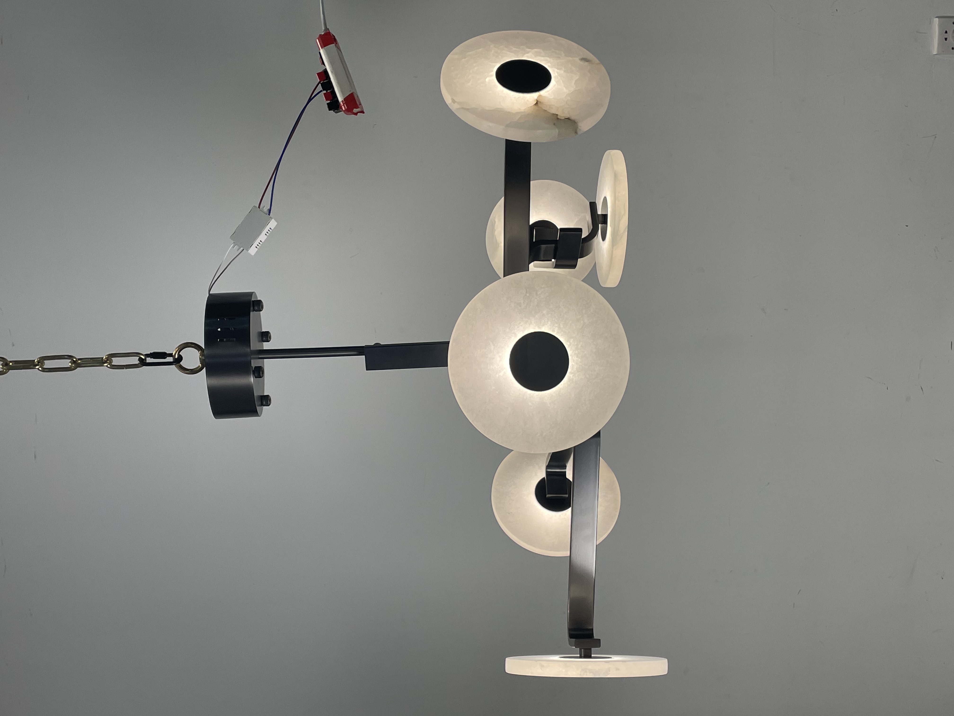 Casailighting Modern Linear Alabaster & Brass Chandelier