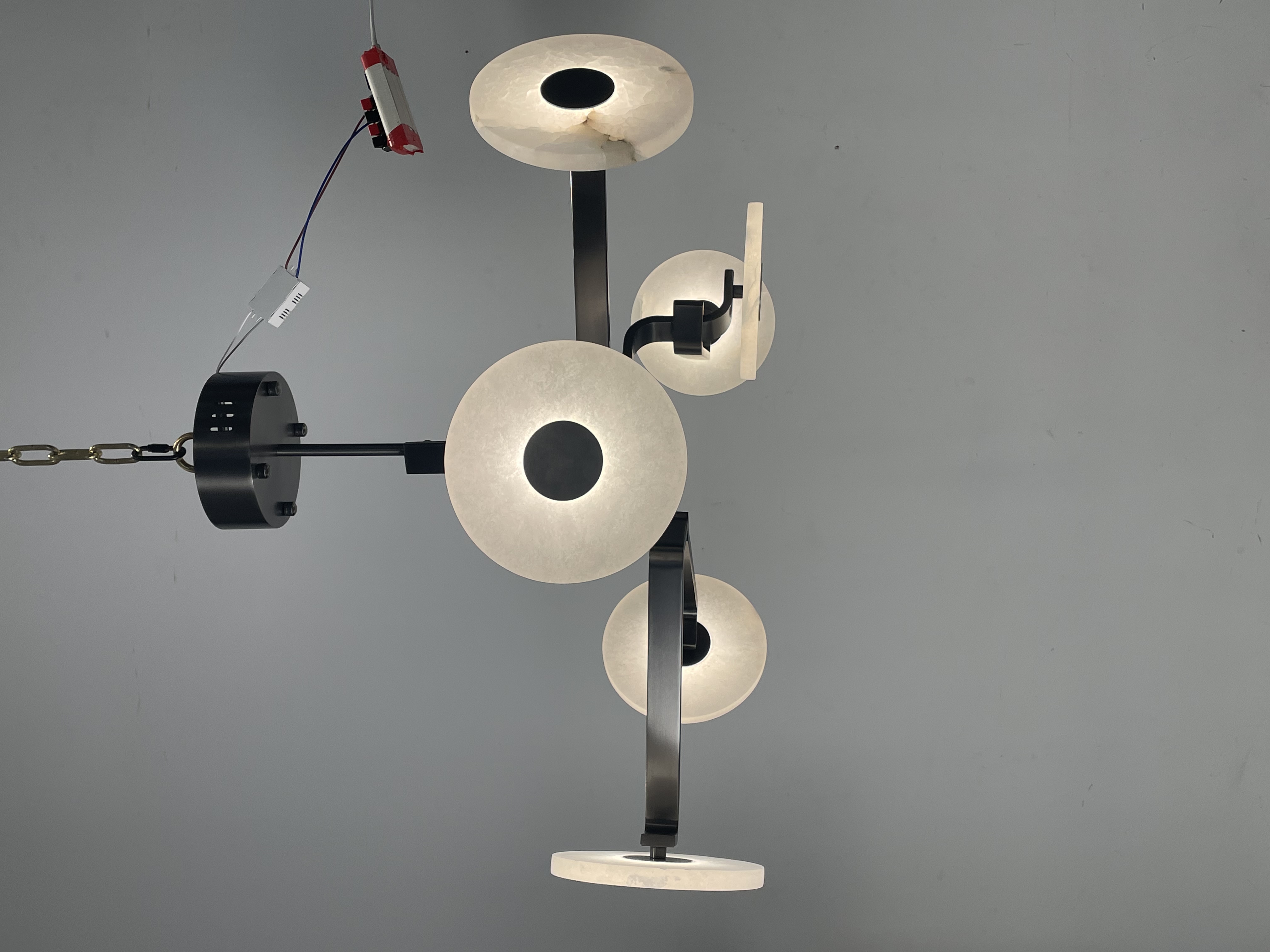 Casailighting Modern Linear Alabaster & Brass Chandelier
