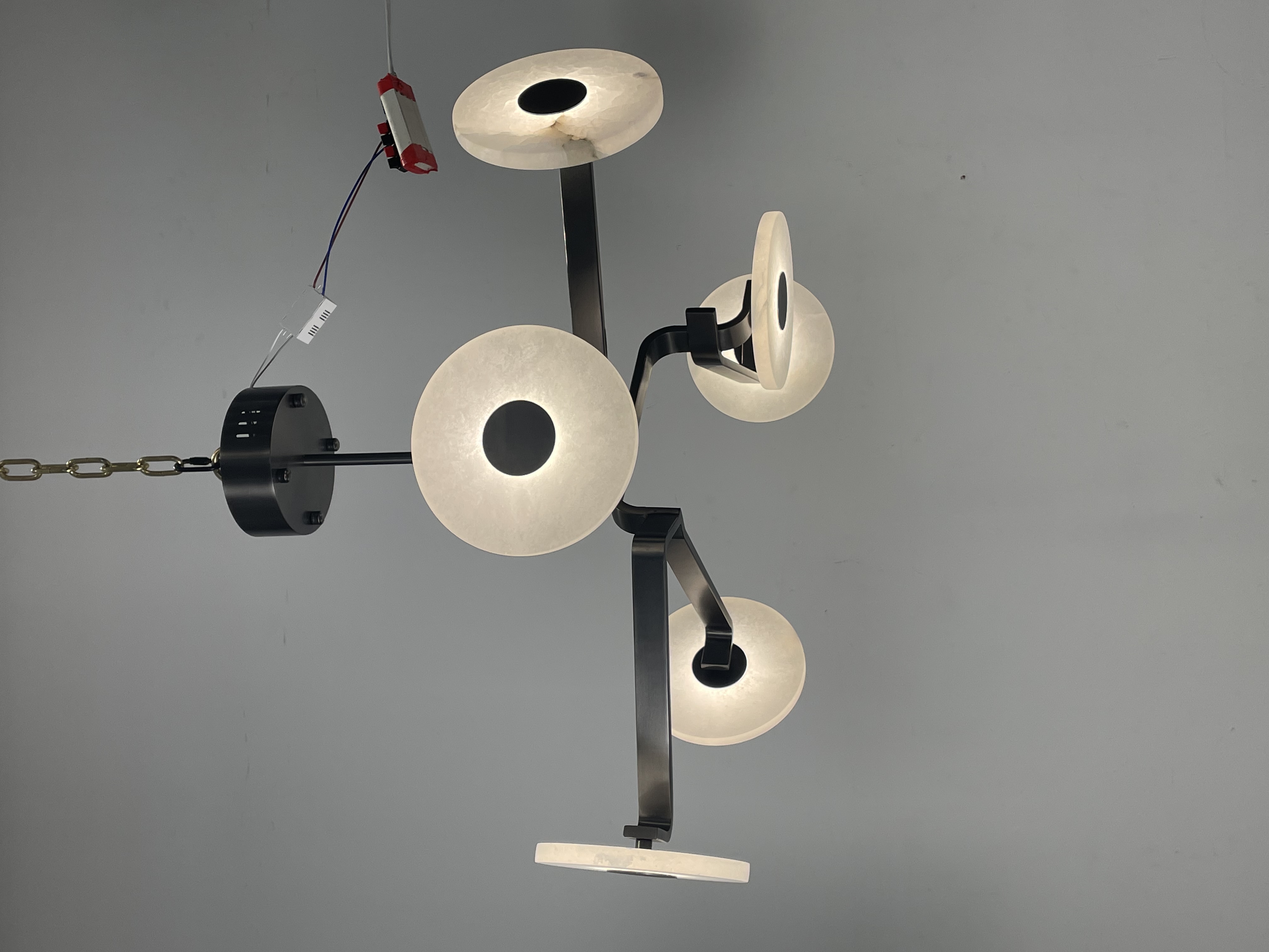 Casailighting Modern Linear Alabaster & Brass Chandelier