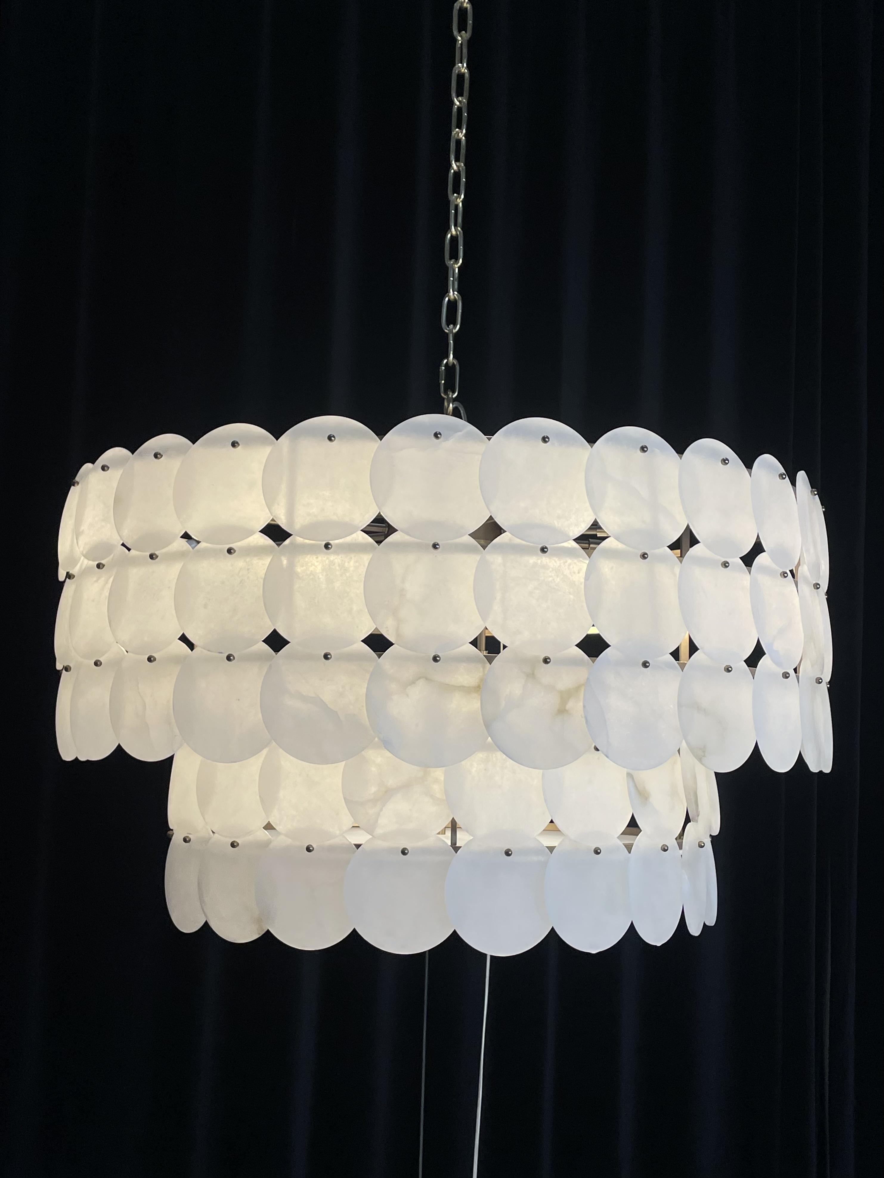 Casailighting Tiered Circular Alabaster & Brass Chandelier