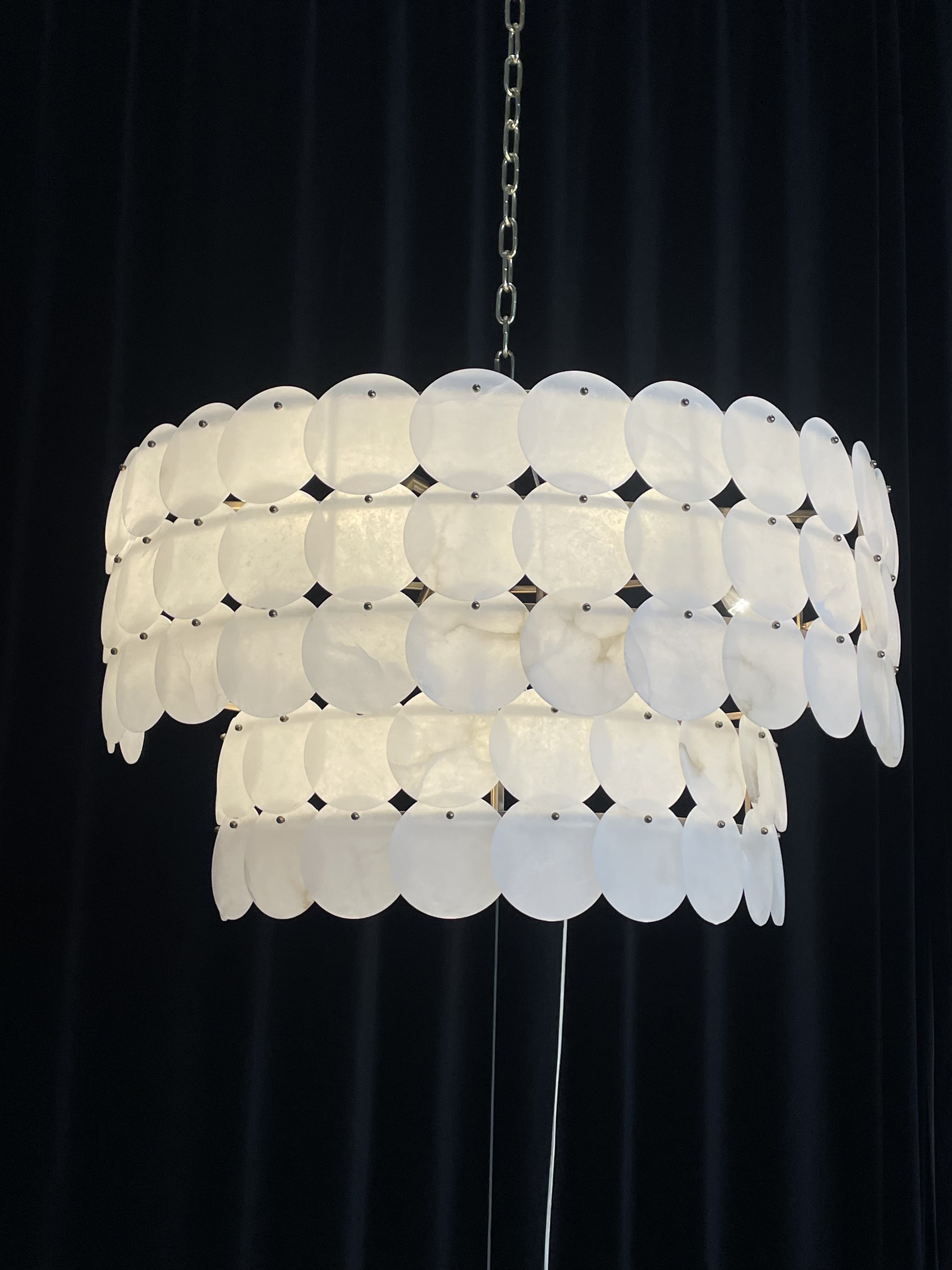 Casailighting Tiered Circular Alabaster & Brass Chandelier