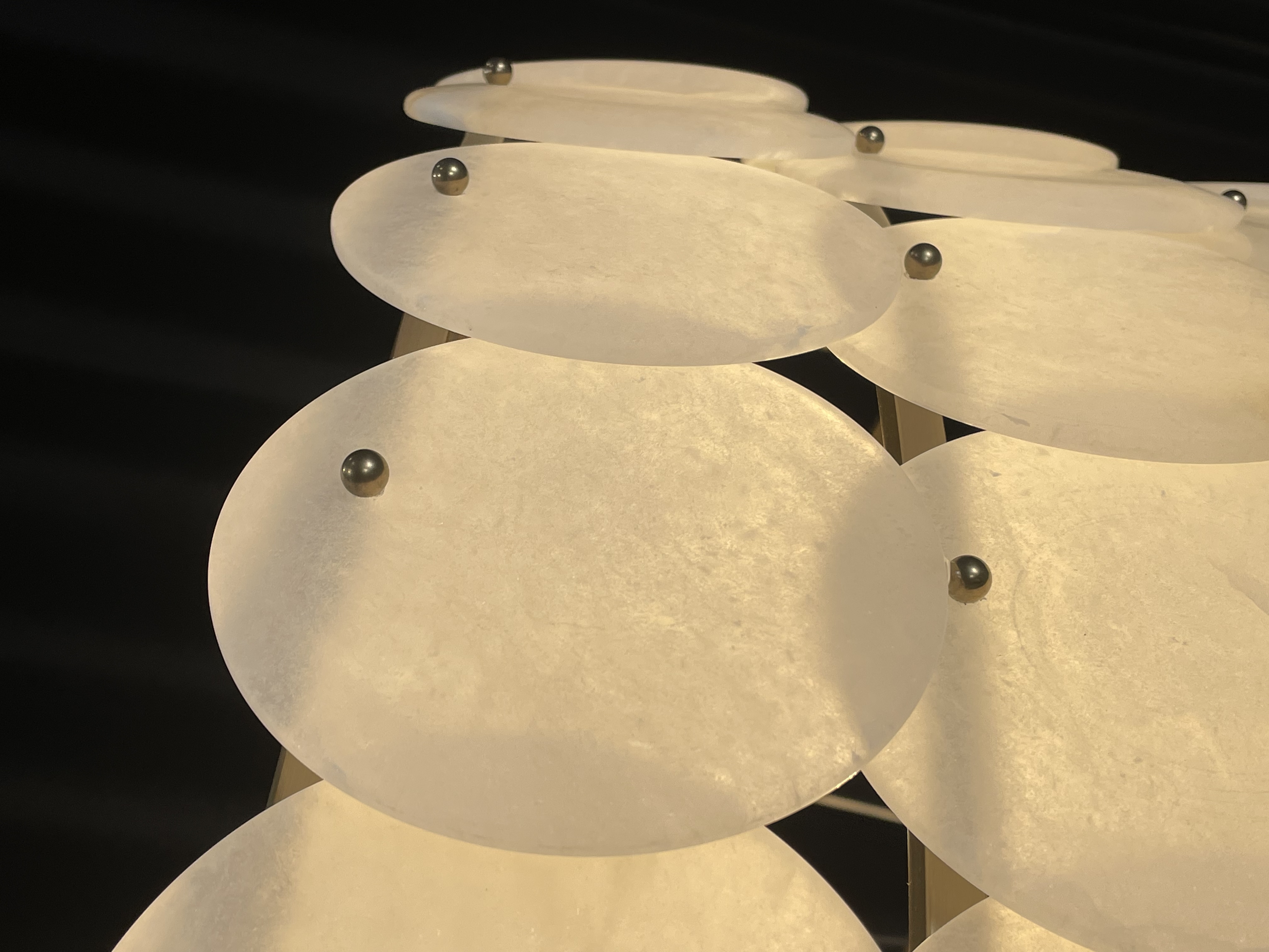 Casailighting Tiered Circular Alabaster & Brass Chandelier