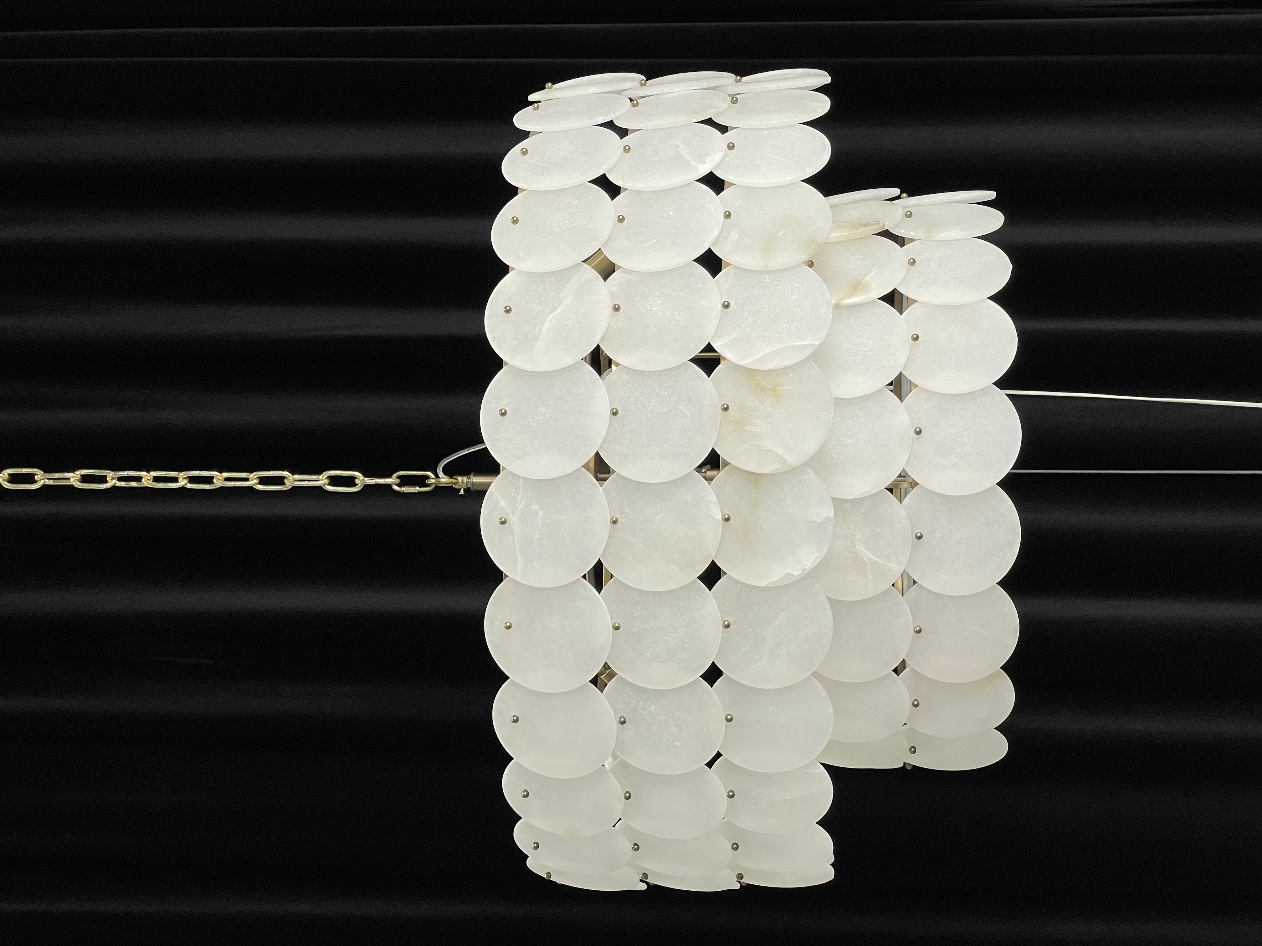 Casailighting Tiered Circular Alabaster & Brass Chandelier