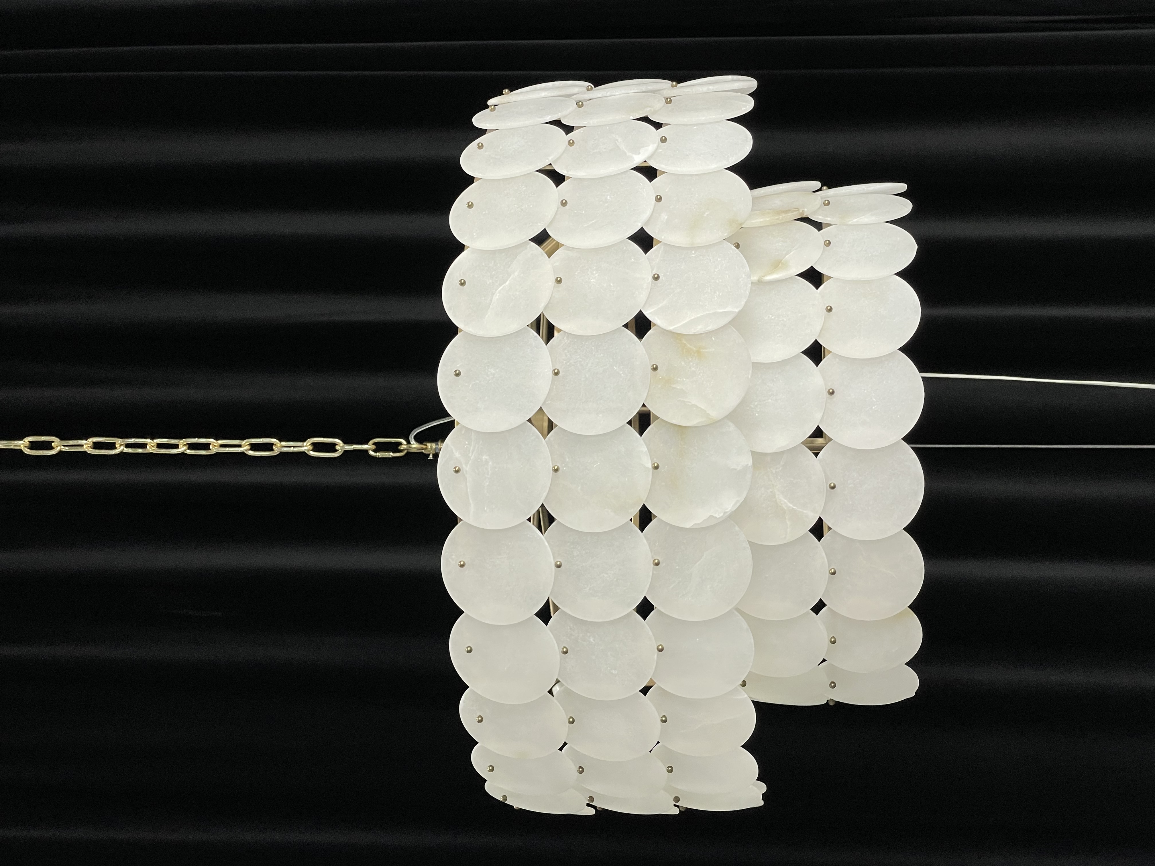 Casailighting Tiered Circular Alabaster & Brass Chandelier